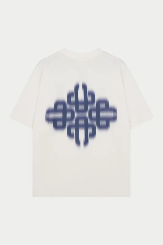 MOTION BLURRED EMBLEM T-SHIRT - OFF WHITE NAVY made by The Couture Club