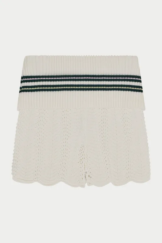 CROCHET KNITTED FOLDOVER SHORTS - FOREST GREEN made by The Couture Club
