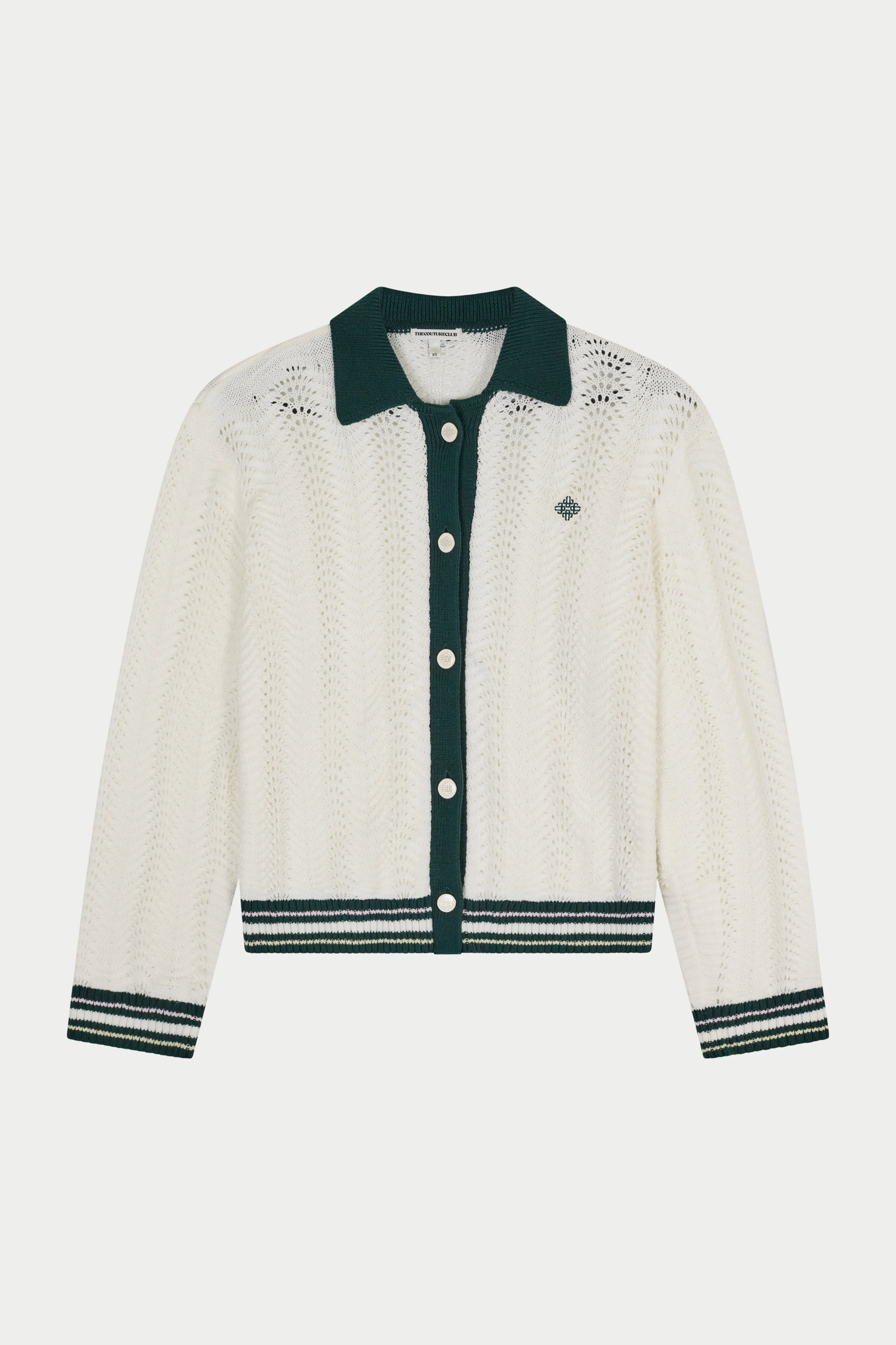 LONG SLEEVE CROCHET SHIRT - FOREST GREEN sold by The Couture Club product image thumbnail 2