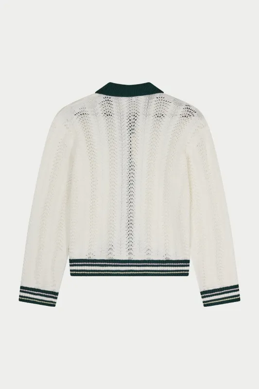 LONG SLEEVE CROCHET SHIRT - FOREST GREEN made by The Couture Club