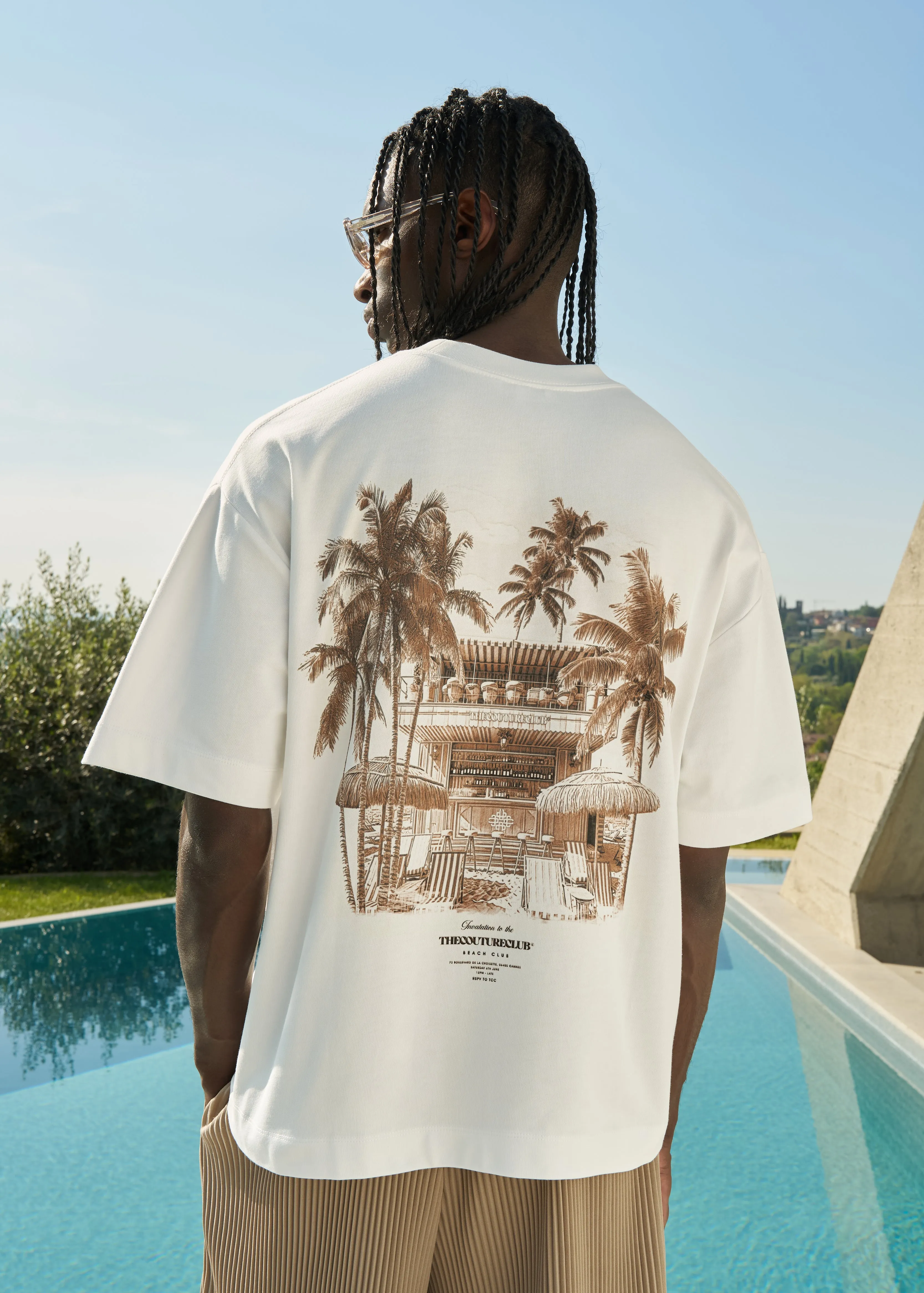 BEACH CLUB GRAPHIC T-SHIRT - OFF WHITE sold by The Couture Club product image thumbnail 2