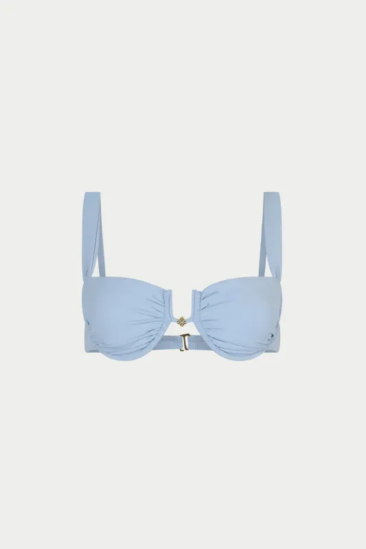 RUCHED CUP BIKINI TOP - POWDER BLUE made by The Couture Club
