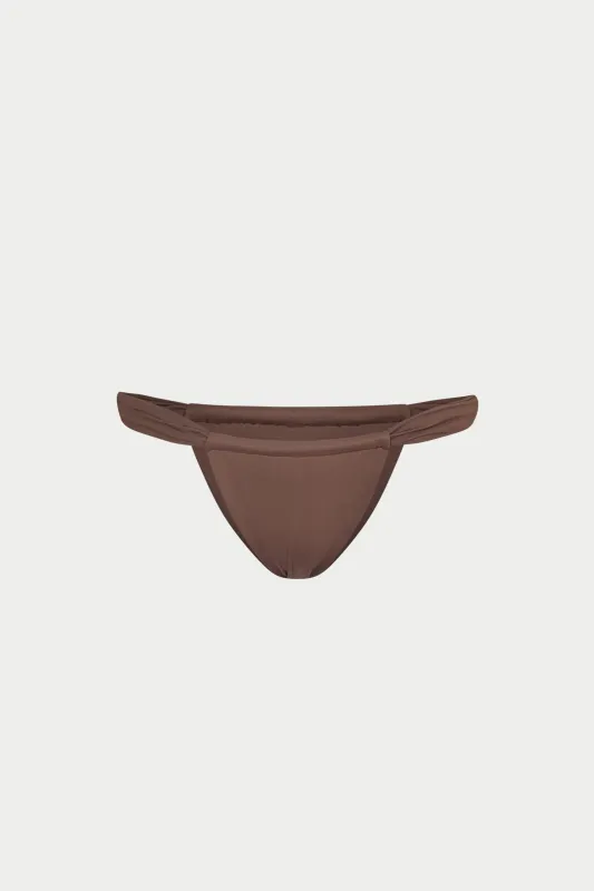 RUCHED BIKINI BOTTOMS - CHOCOLATE made by The Couture Club