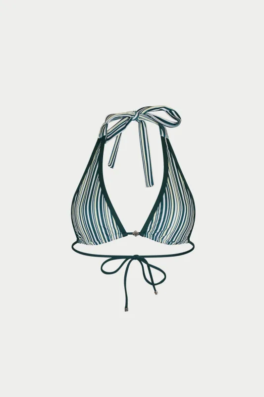 STRIPE TRIANGLE BIKINI TOP - GREEN made by The Couture Club