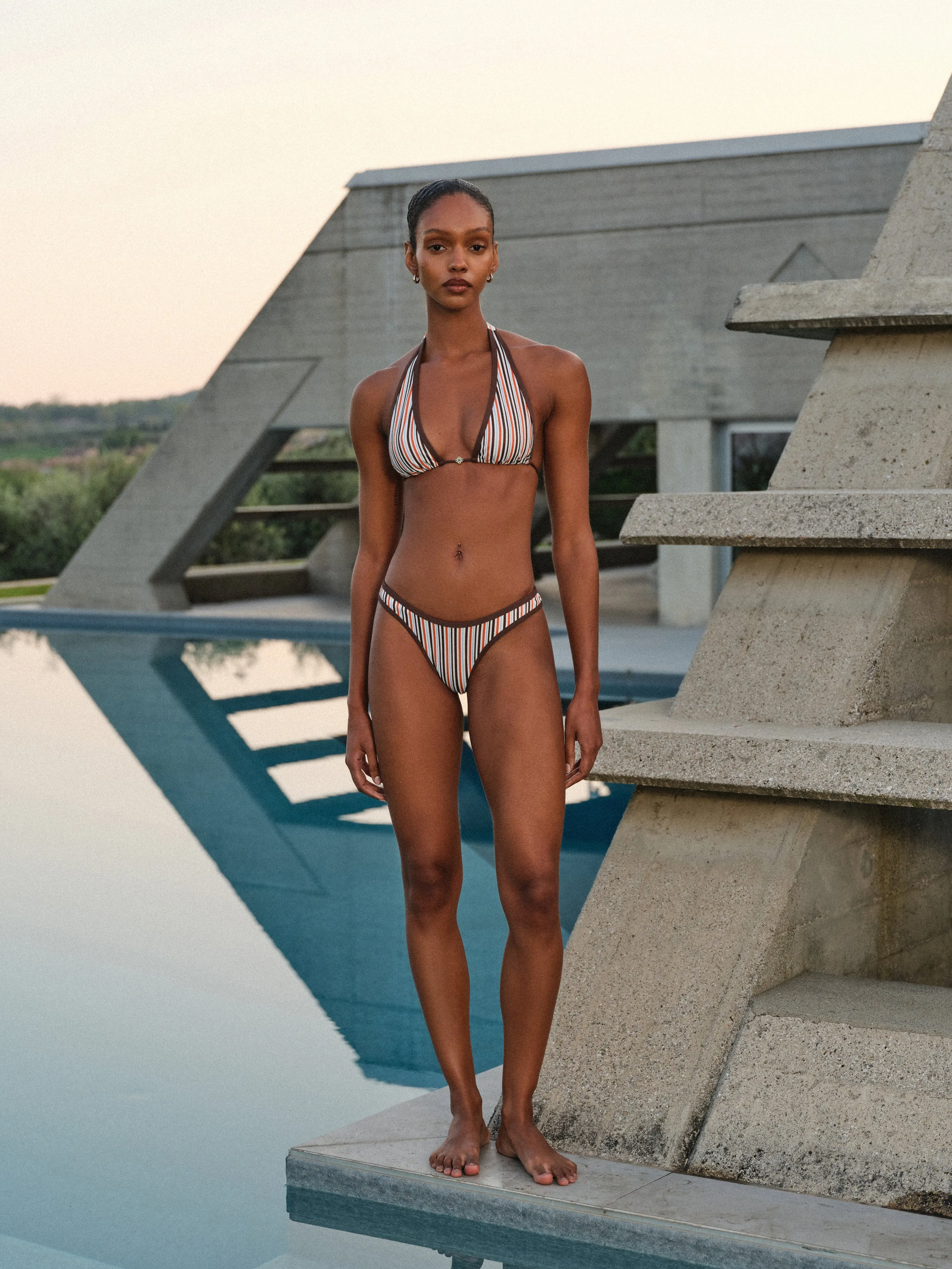 STRIPE HIGH LEG BIKINI BOTTOMS - CHOCOLATE sold by The Couture Club product image thumbnail 3