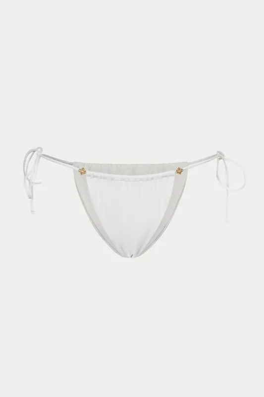 SIDE TIE EMBLEM BIKINI BOTTOMS - WHITE made by The Couture Club