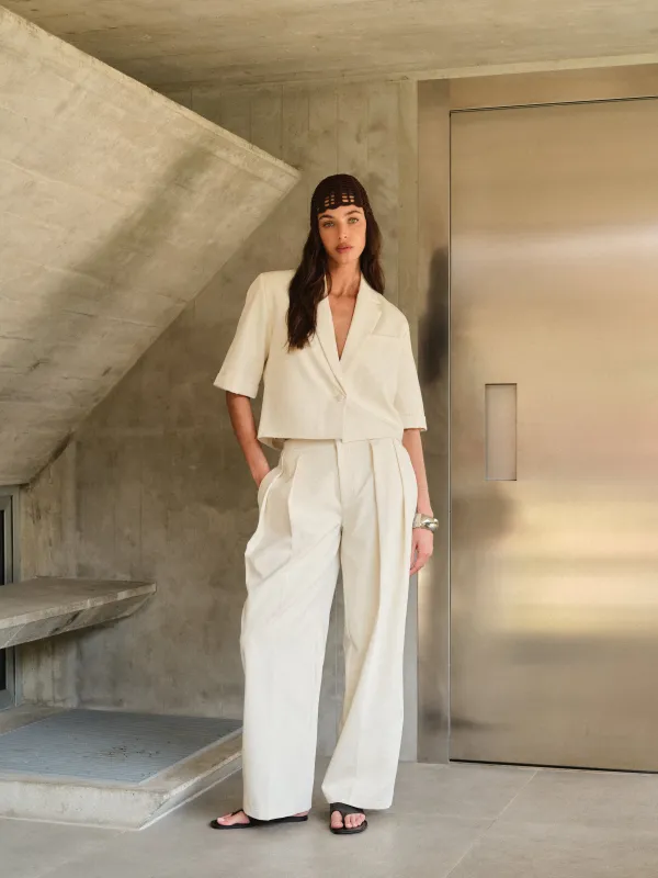 SHORT SLEEVE BLAZER - OFF WHITE made by The Couture Club