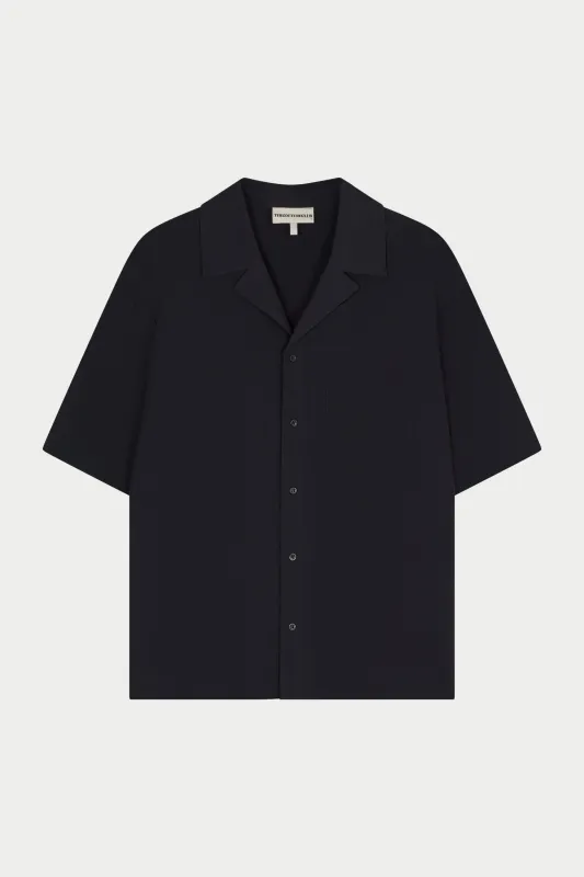 TEXTURED REVERE SHIRT - BLACK made by The Couture Club