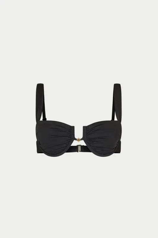 RUCHED CUP BIKINI TOP - BLACK made by The Couture Club