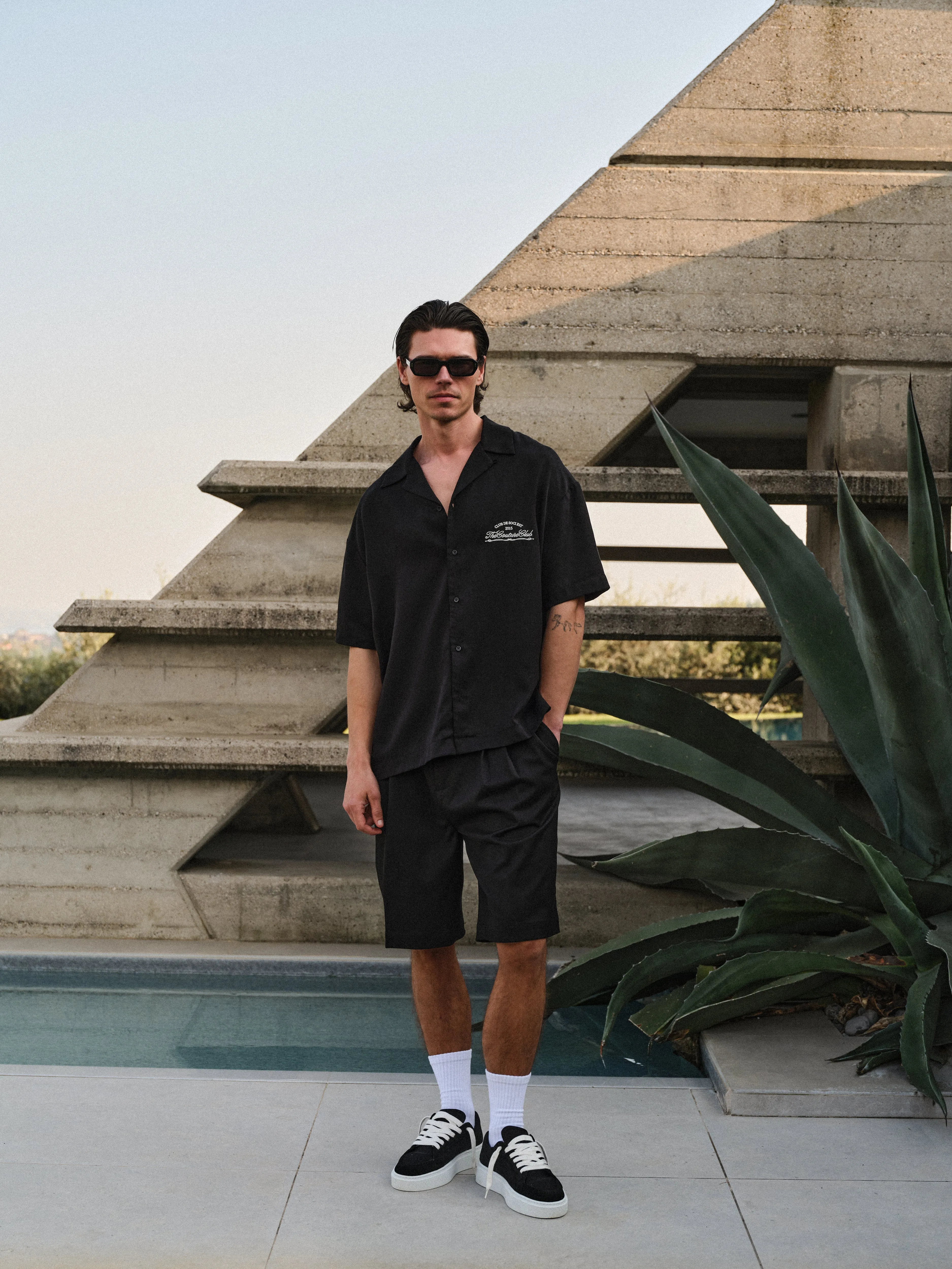 CLUB DE SOCI EMBROIDERY SHIRT - BLACK sold by The Couture Club product image thumbnail 3