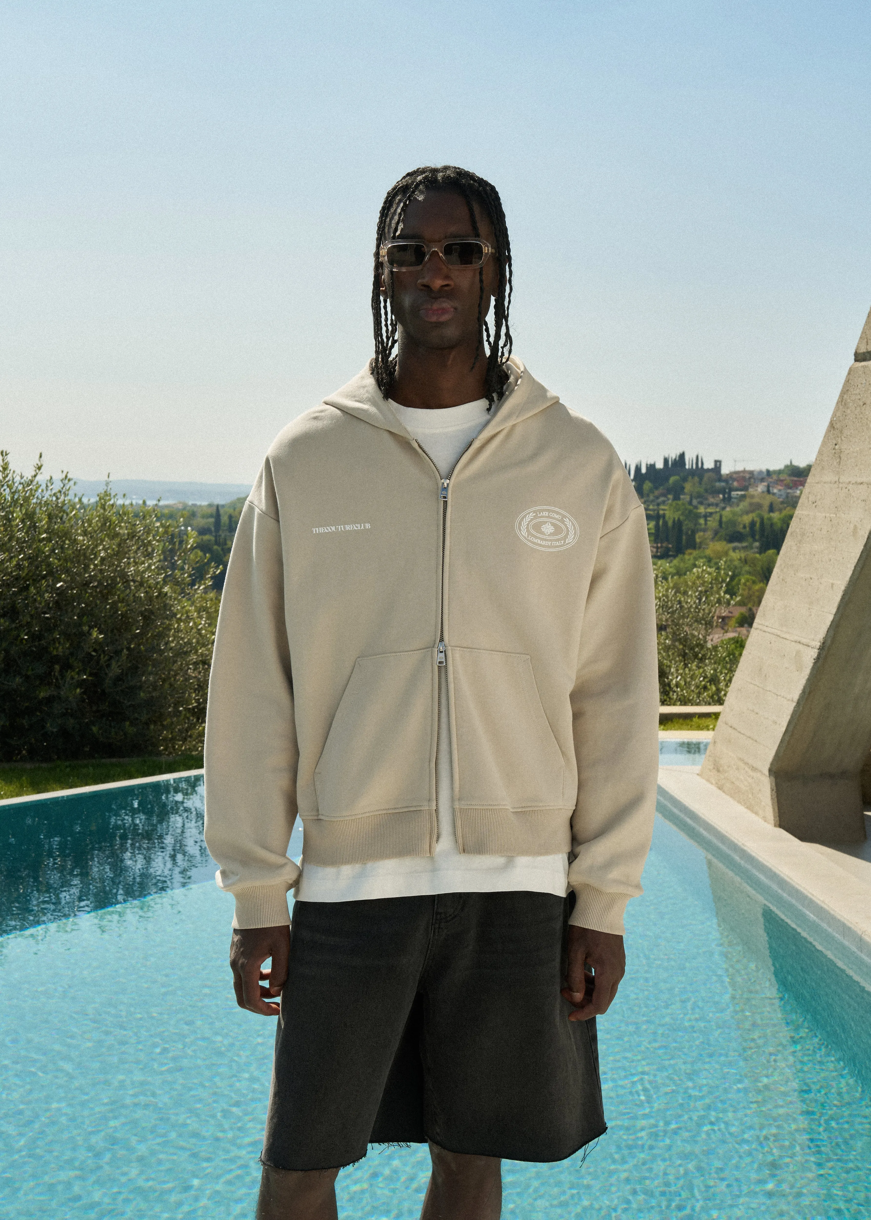 LAKE COMO OVAL GRAPHIC HOODIE - MUSHROOM sold by The Couture Club product image thumbnail 2