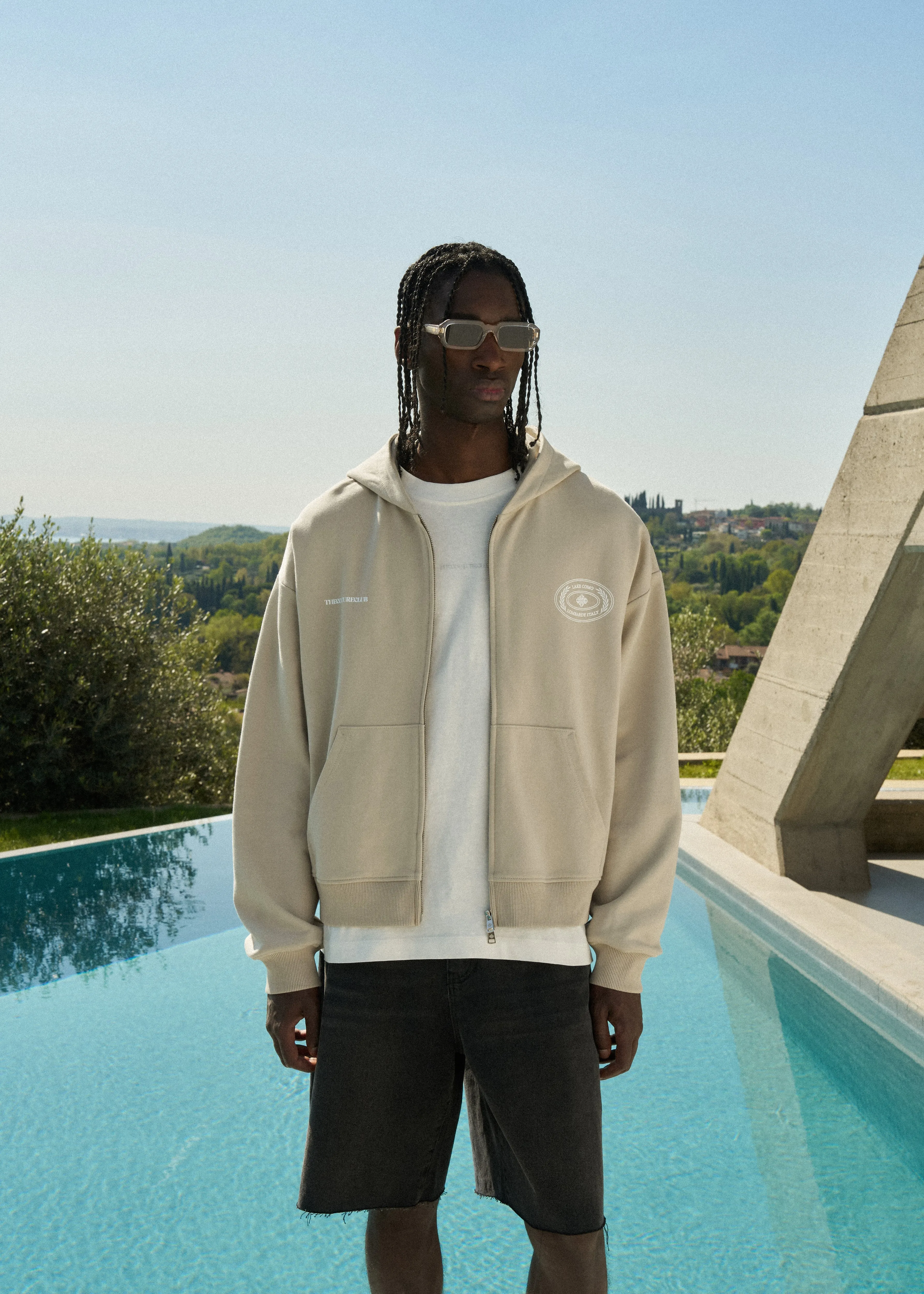 LAKE COMO OVAL GRAPHIC HOODIE - MUSHROOM sold by The Couture Club product image thumbnail 5