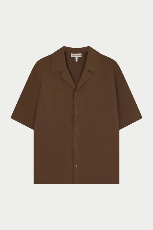 TEXTURED REVERE SHIRT - BROWN made by The Couture Club
