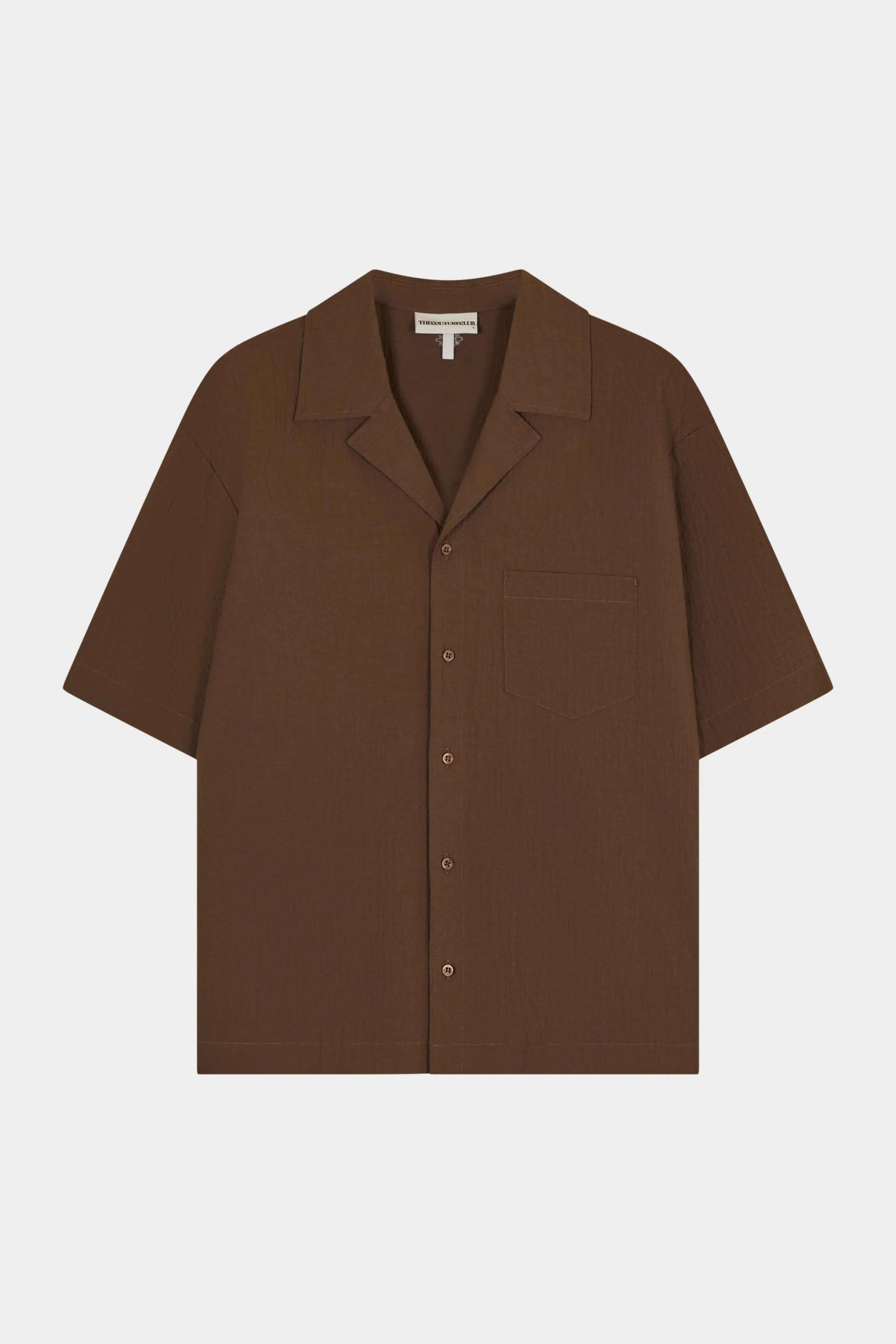 TEXTURED REVERE SHIRT - BROWN sold by The Couture Club