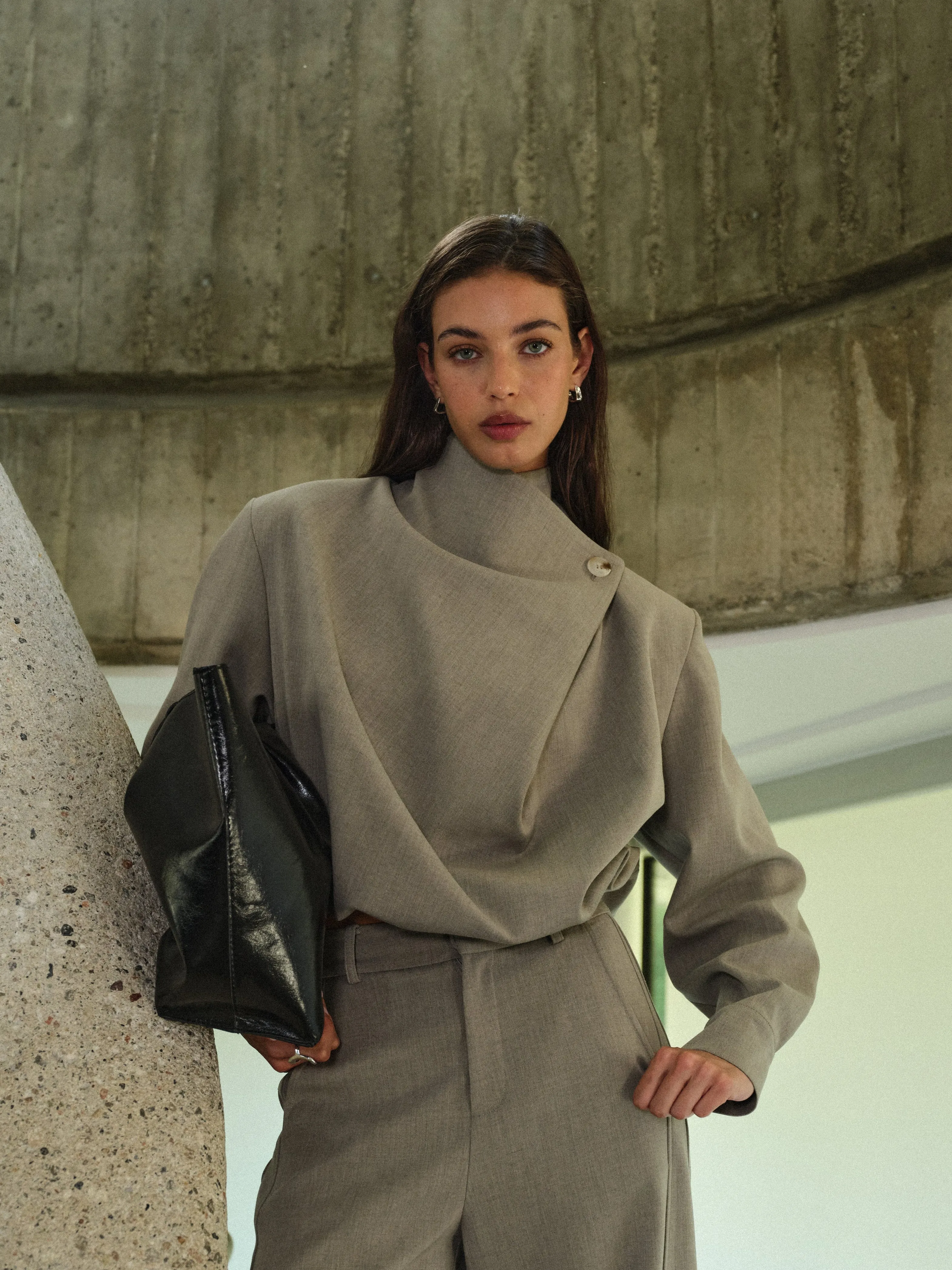 FUNNEL NECK TOP - GREY sold by The Couture Club product image thumbnail 4