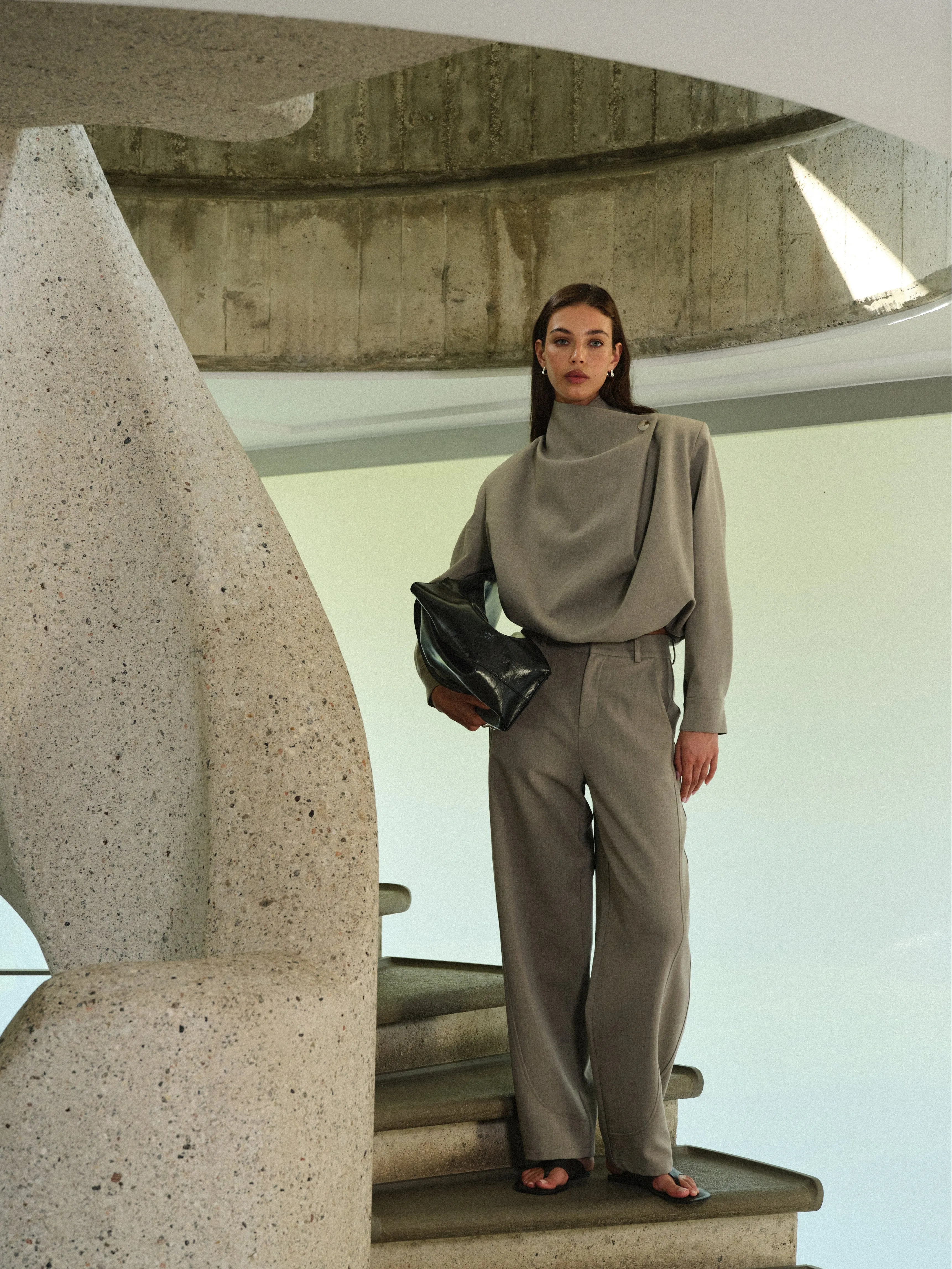 FUNNEL NECK TOP - GREY sold by The Couture Club product image thumbnail 3