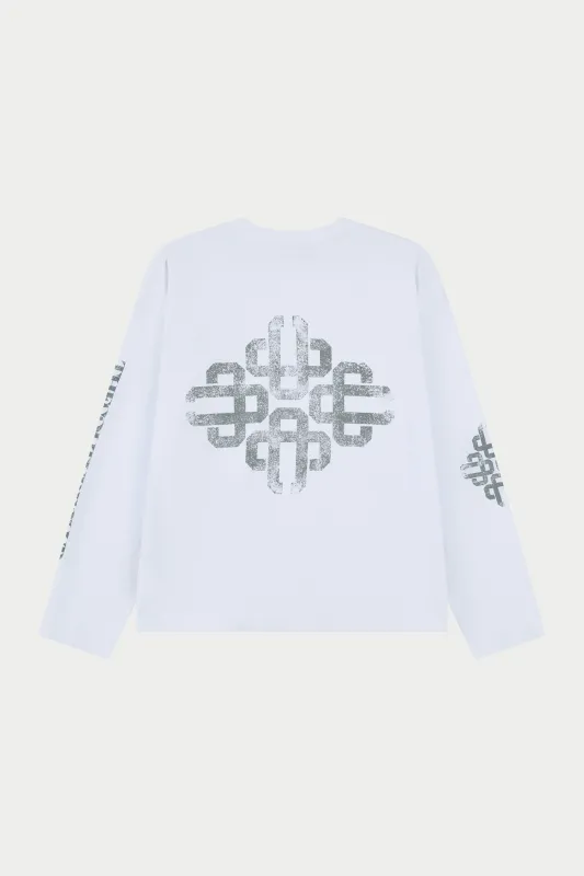 VINTAGE COPYRIGHT PRINT WASHED LONG SLEEVE T-SHIRT - WHITE CHARCOAL made by The Couture Club