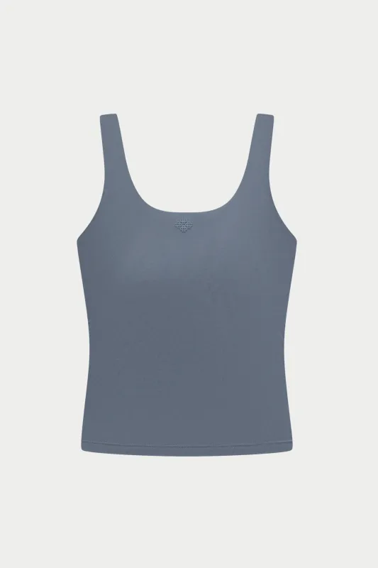 SCULPTING STRETCH SCOOP NECK SPORTS TOP - GRAPHITE made by The Couture Club