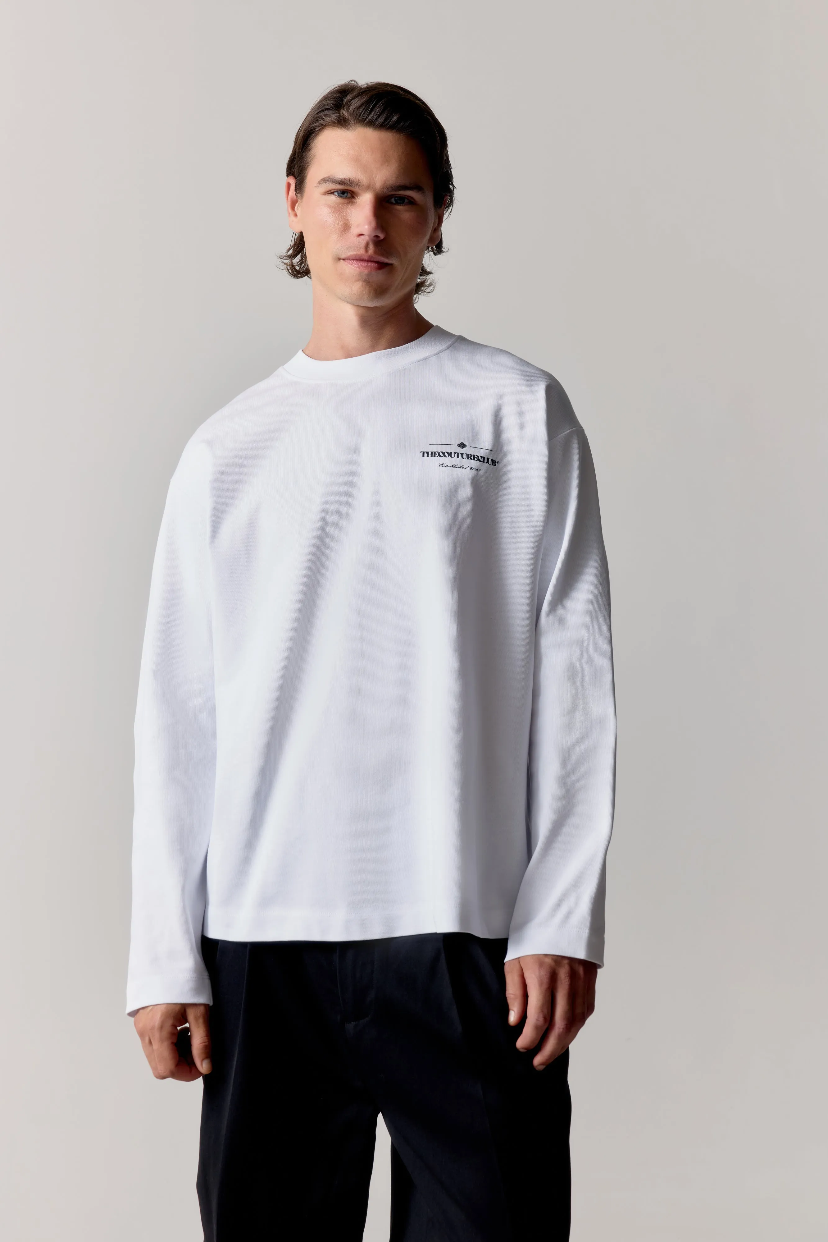 COPYRIGHT LONG SLEEVE T-SHIRT - BLACK WHITE sold by The Couture Club product image thumbnail 2