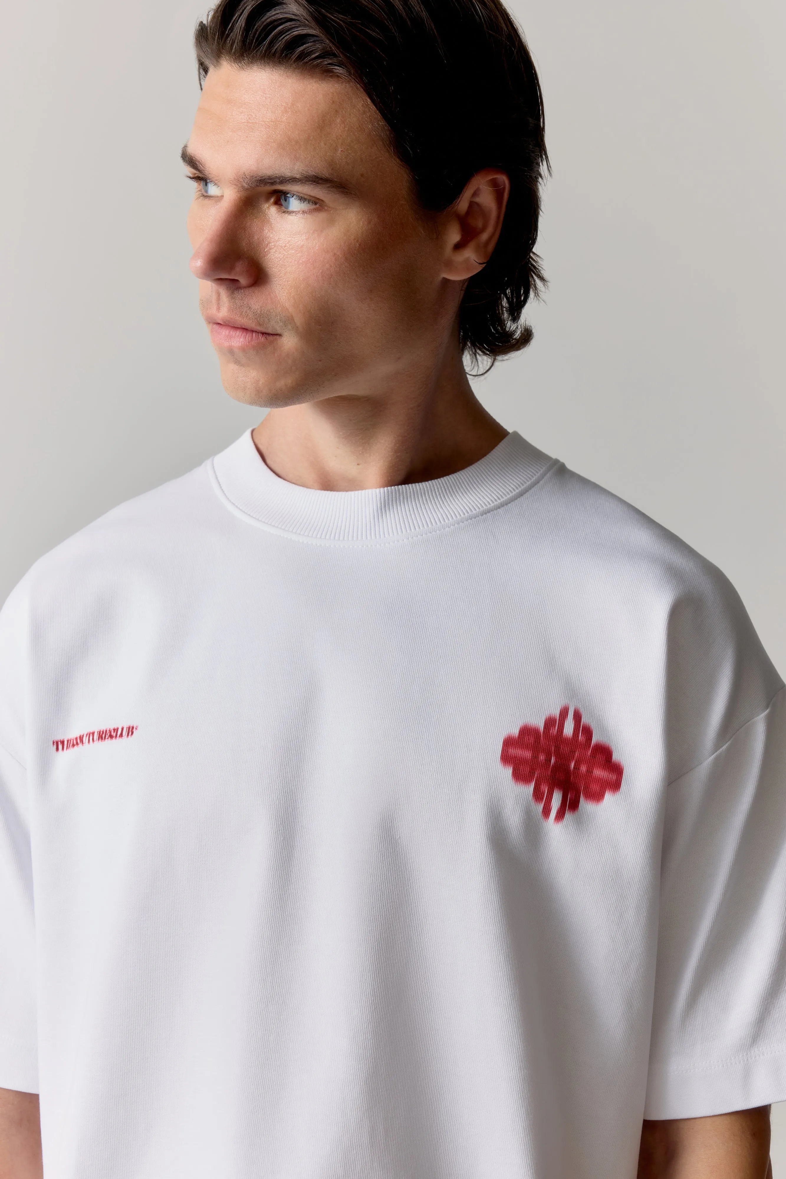 MOTION BLURRED EMBLEM T-SHIRT - RED sold by The Couture Club product image thumbnail 5