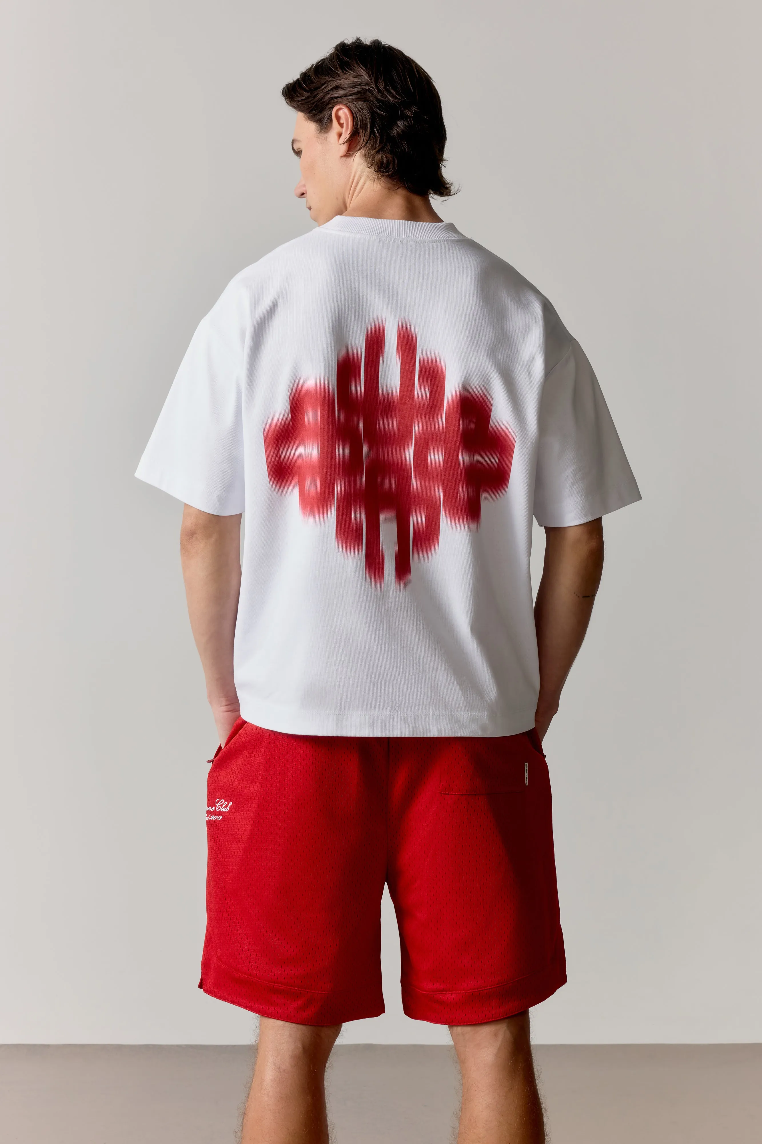 MOTION BLURRED EMBLEM T-SHIRT - RED sold by The Couture Club product image thumbnail 3