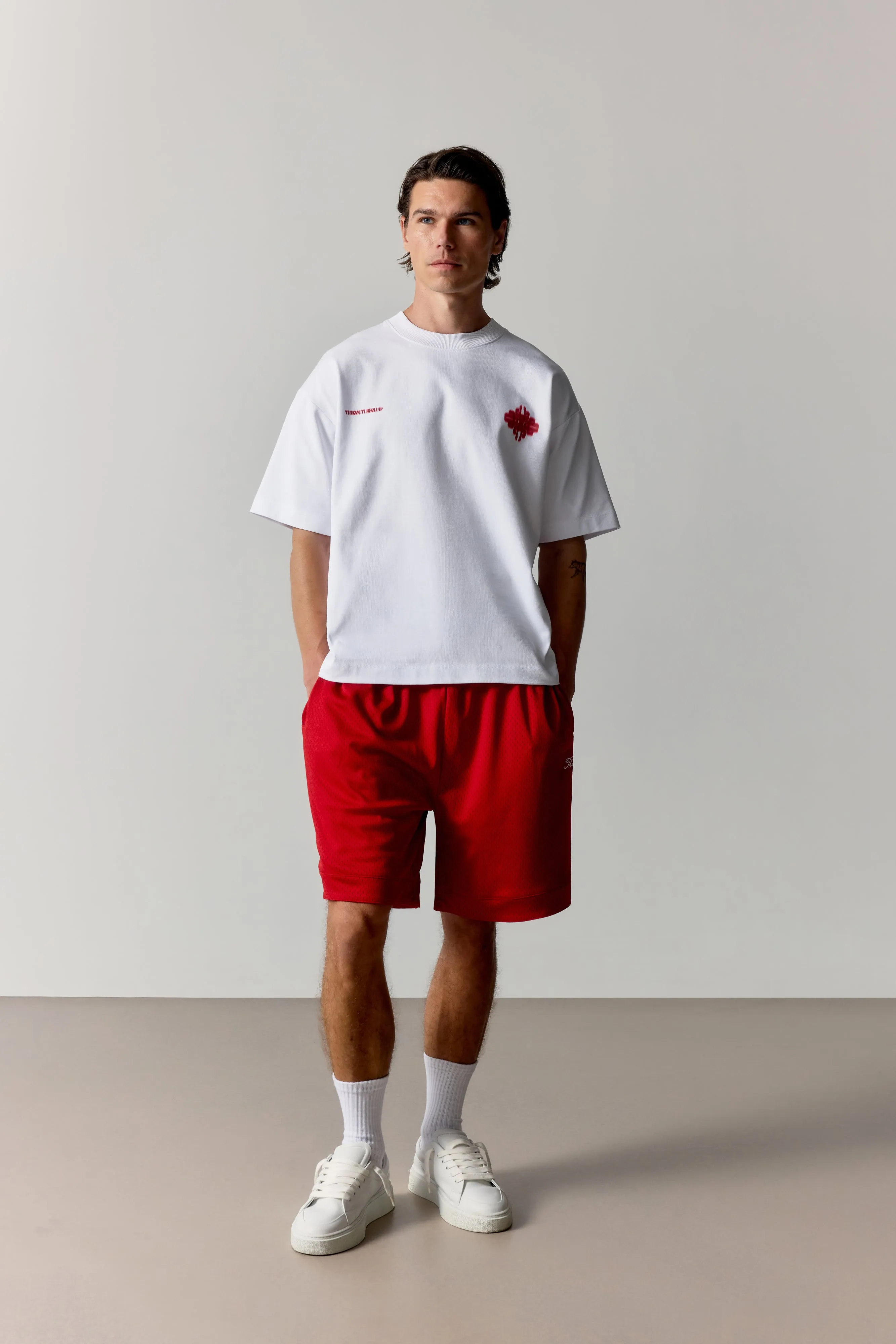 MOTION BLURRED EMBLEM T-SHIRT - RED sold by The Couture Club product image thumbnail 4