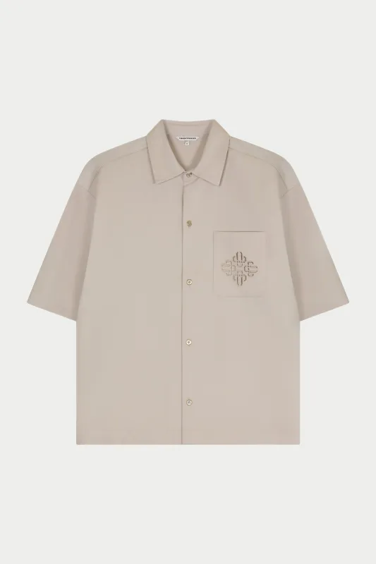 LASER CUT EMBLEM SHIRT - STONE made by The Couture Club