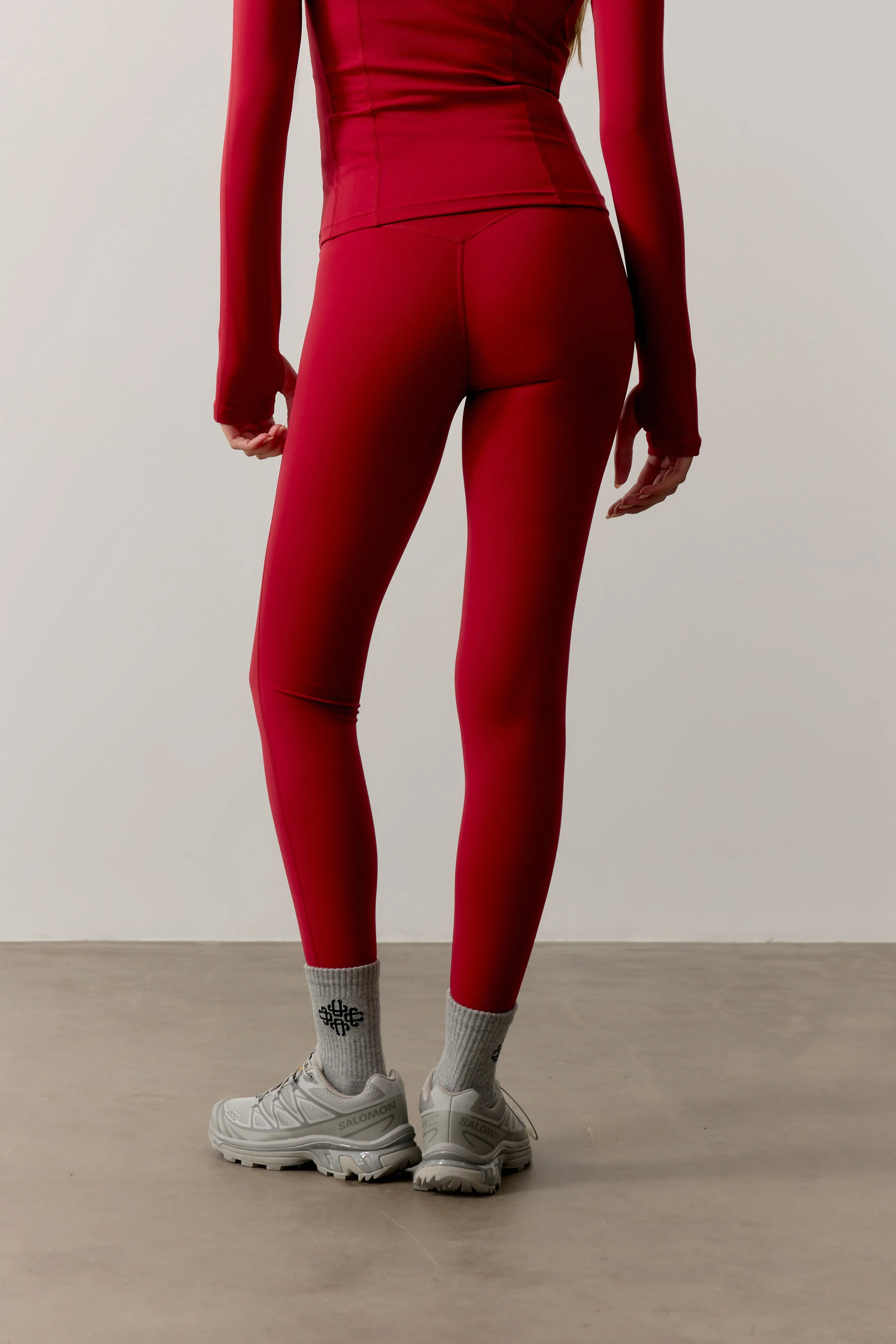 SCULPTING STRETCH EMBLEM LEGGINGS - CHERRY sold by The Couture Club product image thumbnail 4