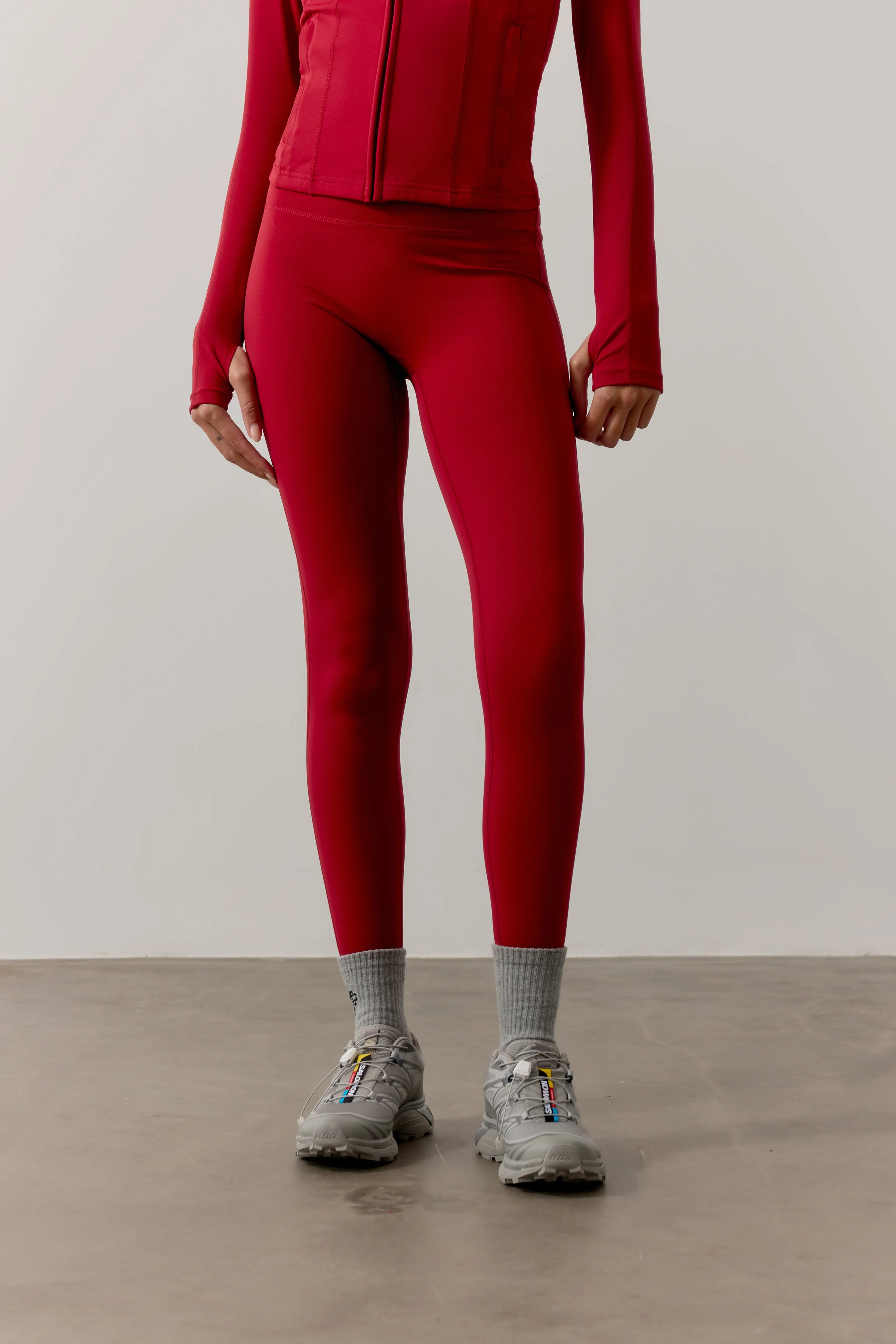 SCULPTING STRETCH EMBLEM LEGGINGS - CHERRY sold by The Couture Club product image thumbnail 2