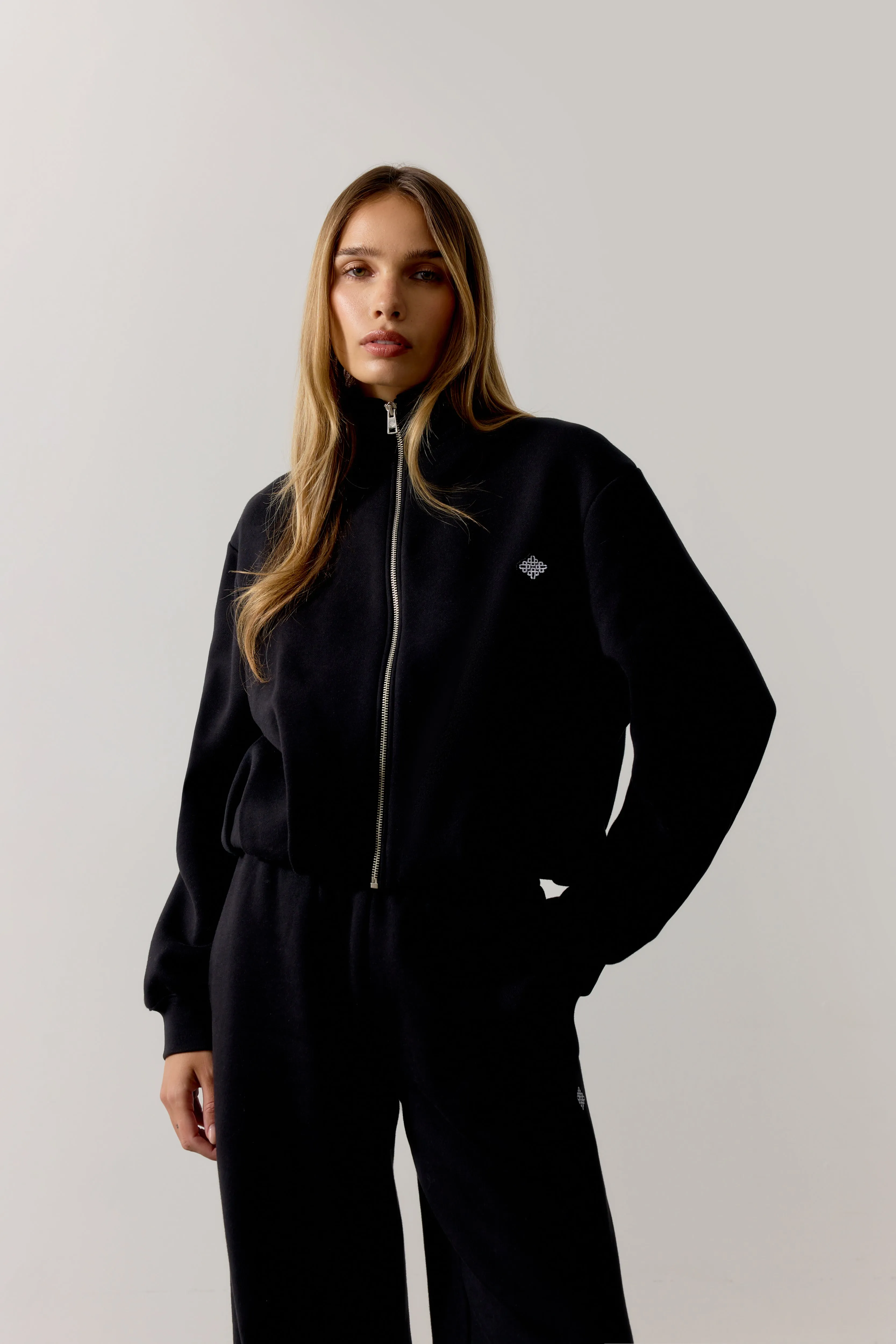 FUNNEL NECK BALLOON HEM ZIP THROUGH - BLACK sold by The Couture Club product image thumbnail 2