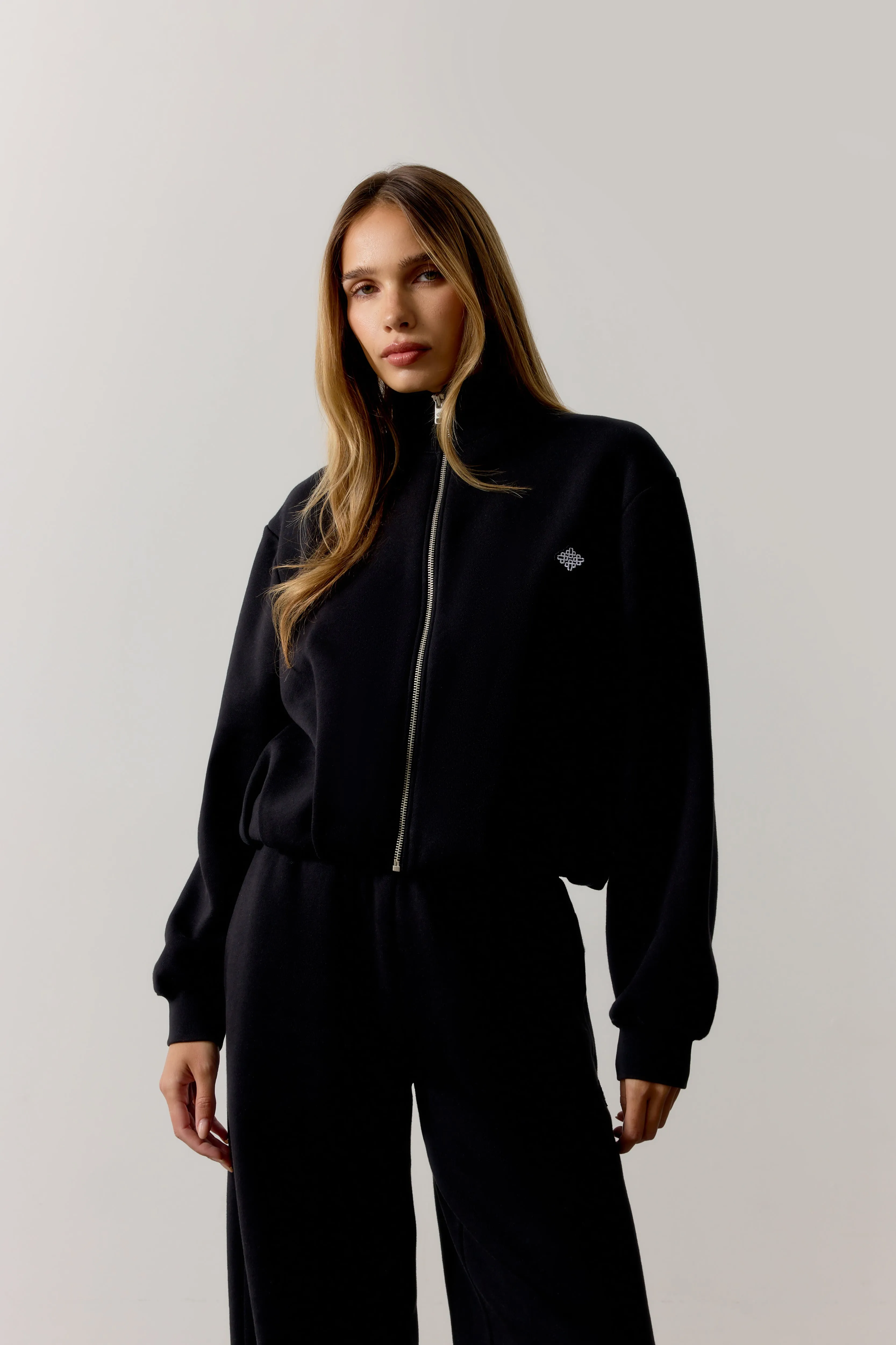 FUNNEL NECK BALLOON HEM ZIP THROUGH - BLACK sold by The Couture Club product image thumbnail 4