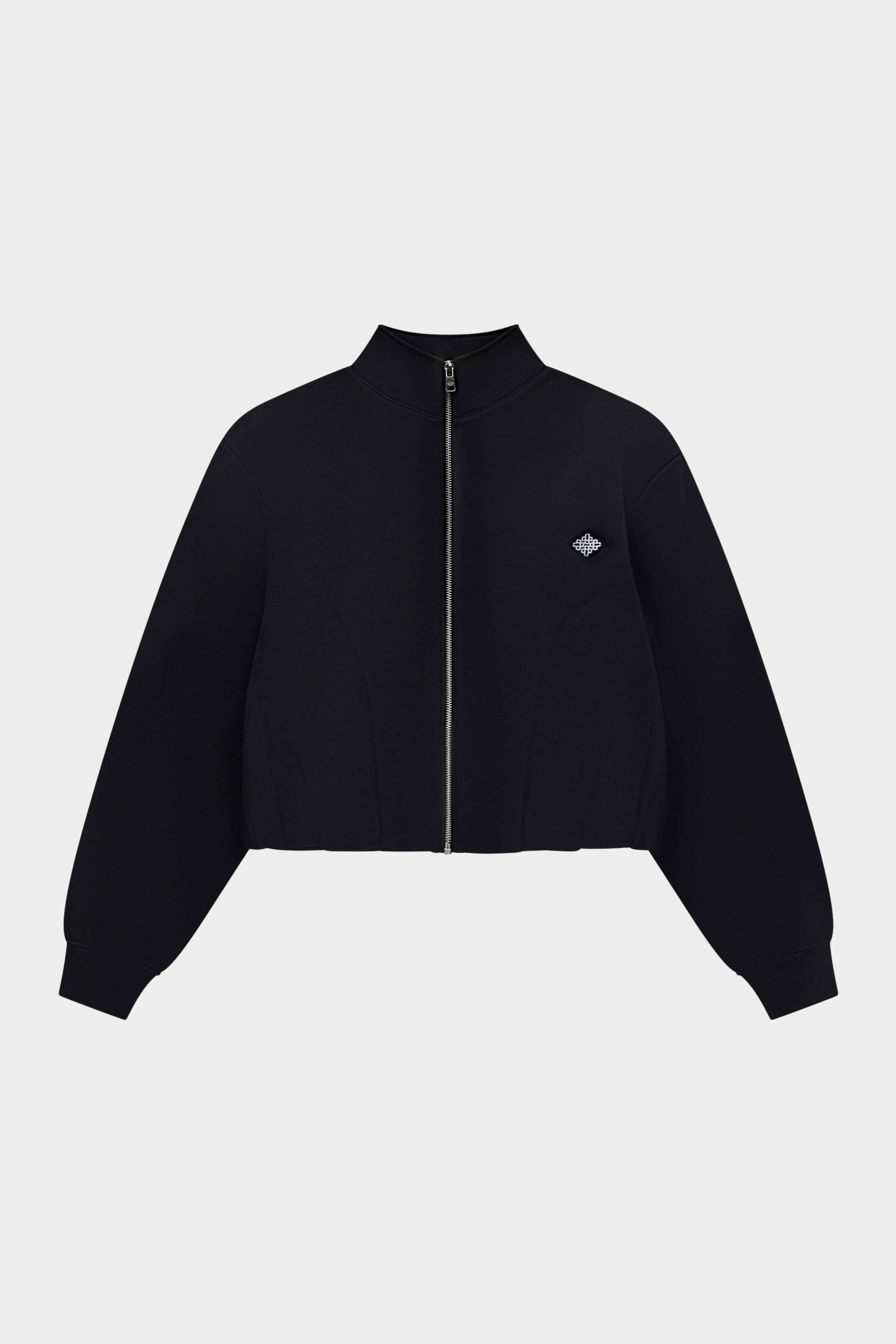 FUNNEL NECK BALLOON HEM ZIP THROUGH - BLACK sold by The Couture Club