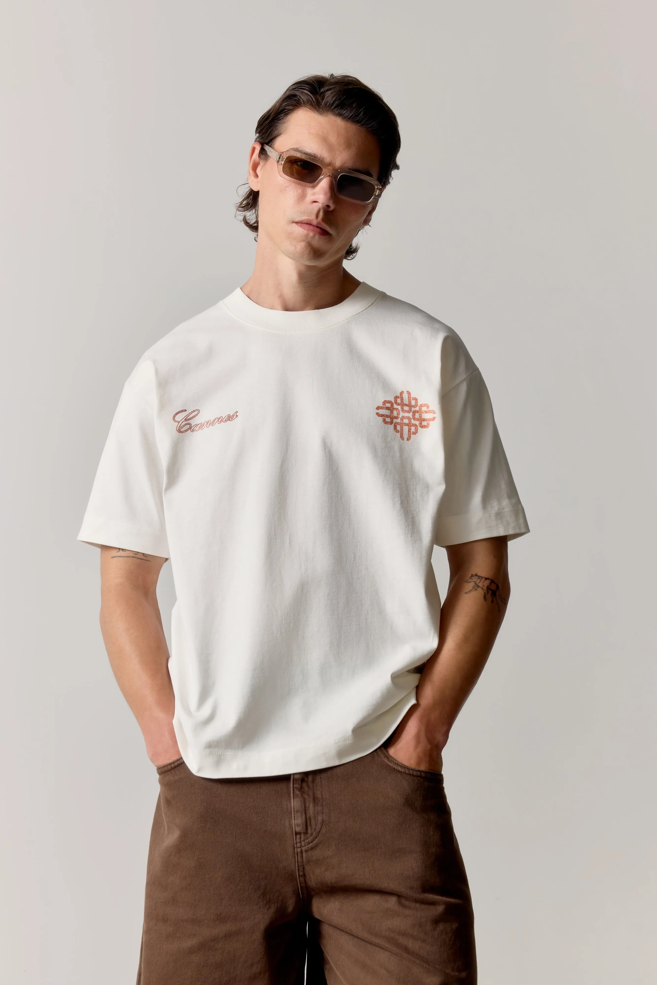 VINTAGE CANNES GRAPHIC T-SHIRT - OFF WHITE sold by The Couture Club product image thumbnail 2