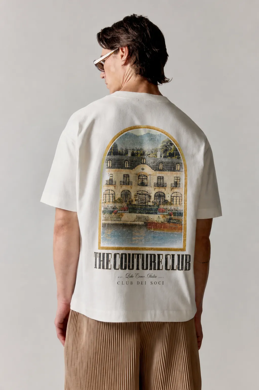 LAKE COMO GRAPHIC T-SHIRT - OFF WHITE sold by The Couture Club product image thumbnail 3