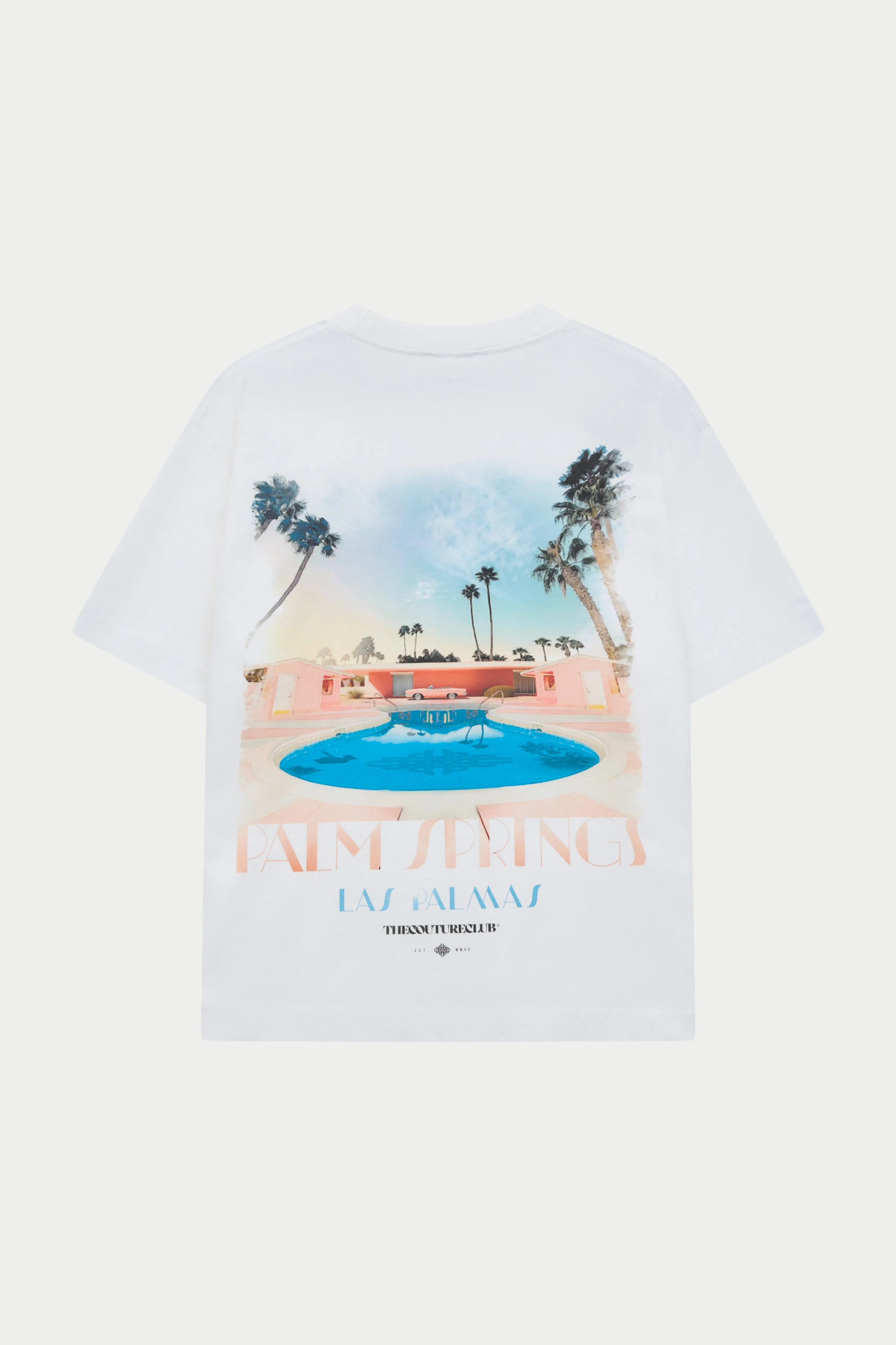 ART DECO PALM SPRINGS T-SHIRT - OFF WHITE sold by The Couture Club