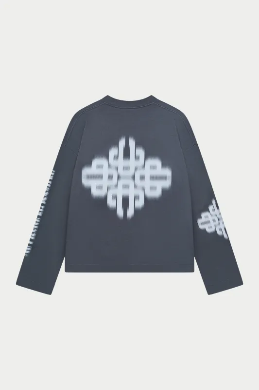 MOTION BLURRED LONG SLEEVE T-SHIRT - CHARCOAL made by The Couture Club