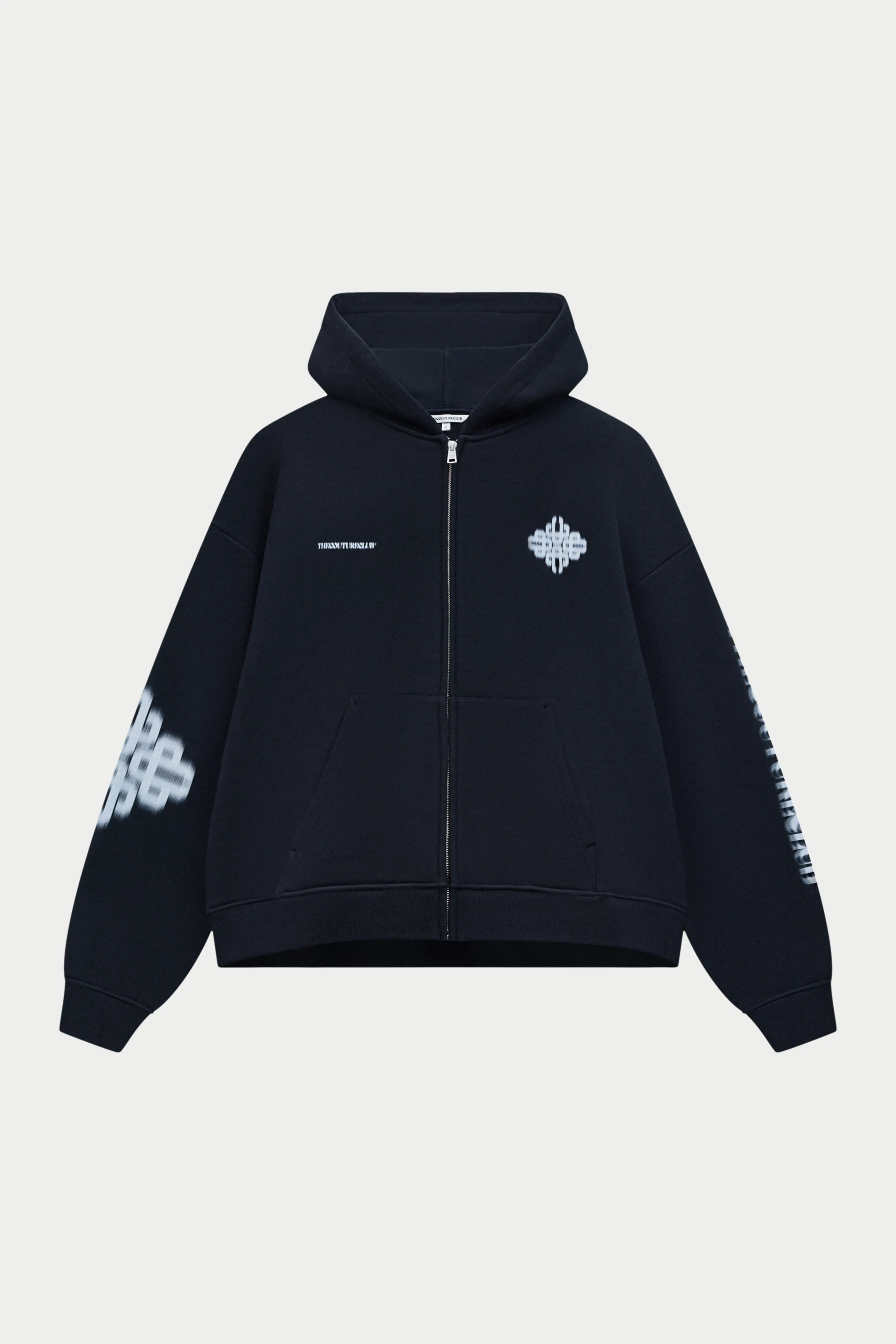 MOTION BLURRED ZIP THROUGH HOODIE - BLACK sold by The Couture Club