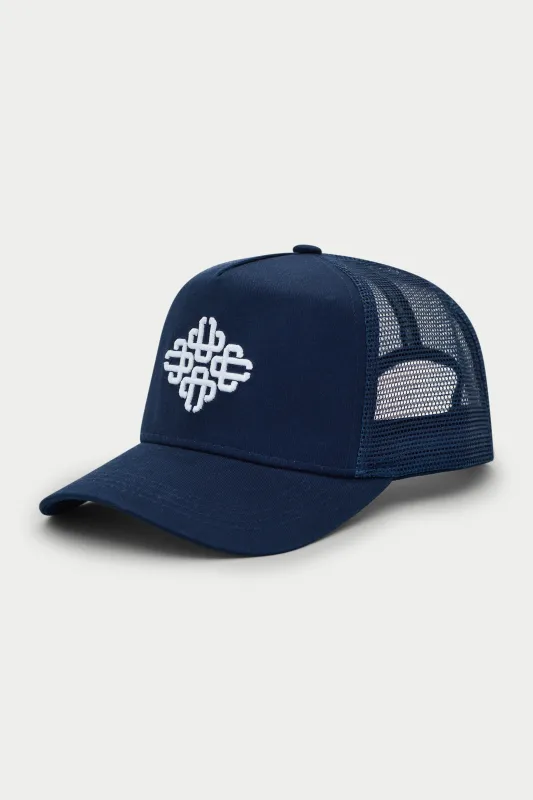 EMBLEM EMBROIDERED MESH BACK CAP - NAVY made by The Couture Club