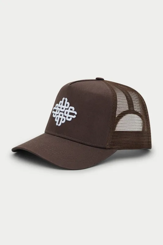 EMBLEM EMBROIDERED MESH BACK CAP - BROWN made by The Couture Club