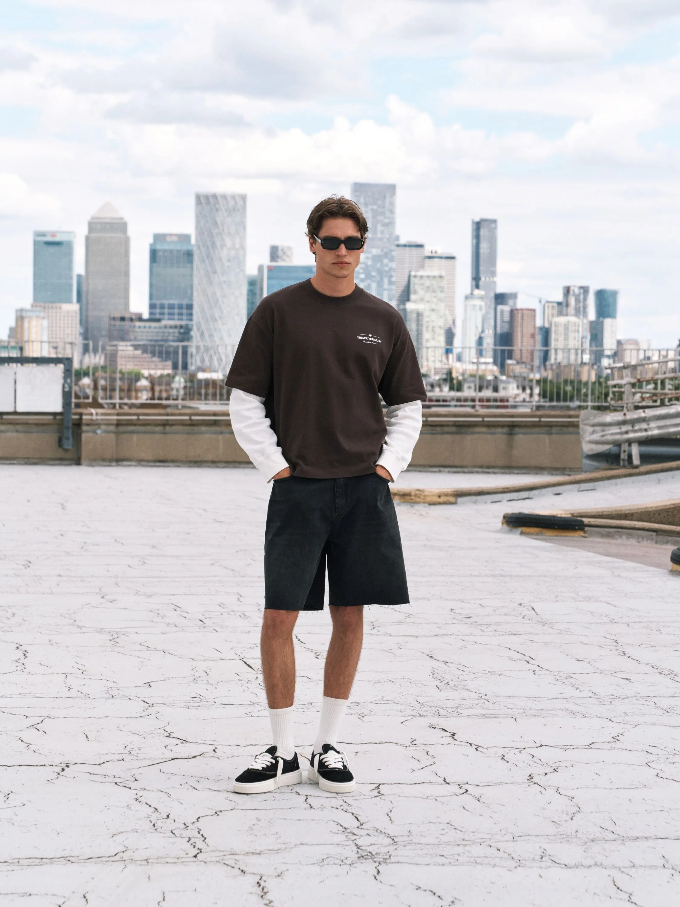 WAFFLE DOUBLE LAYER GRAPHIC T-SHIRT - BROWN sold by The Couture Club product image thumbnail 5