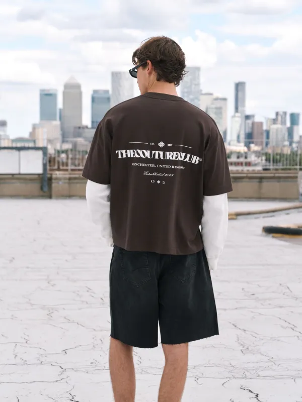 WAFFLE DOUBLE LAYER GRAPHIC T-SHIRT - BROWN made by The Couture Club