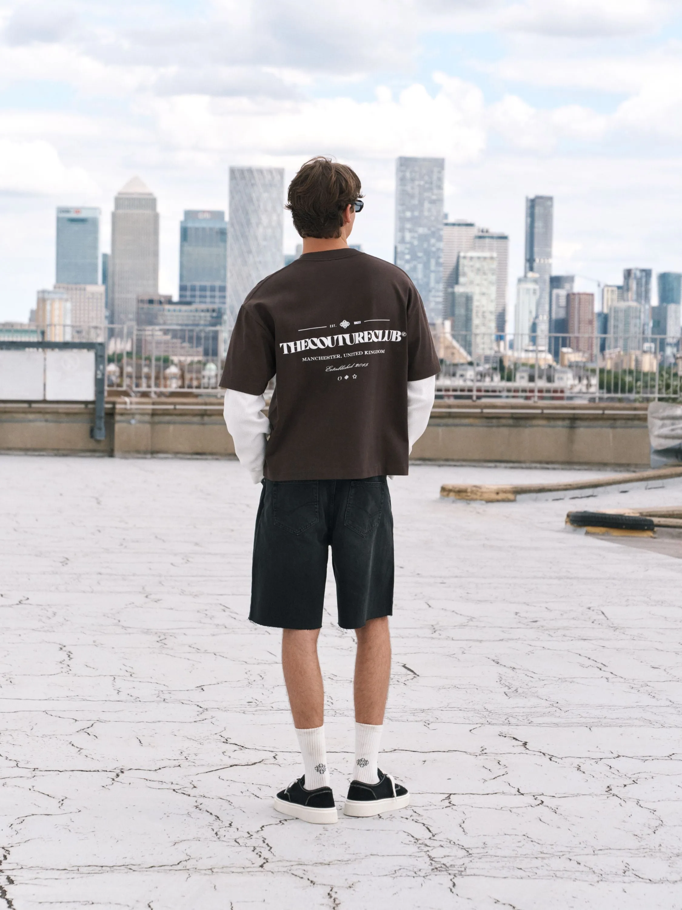 WAFFLE DOUBLE LAYER GRAPHIC T-SHIRT - BROWN sold by The Couture Club product image thumbnail 3