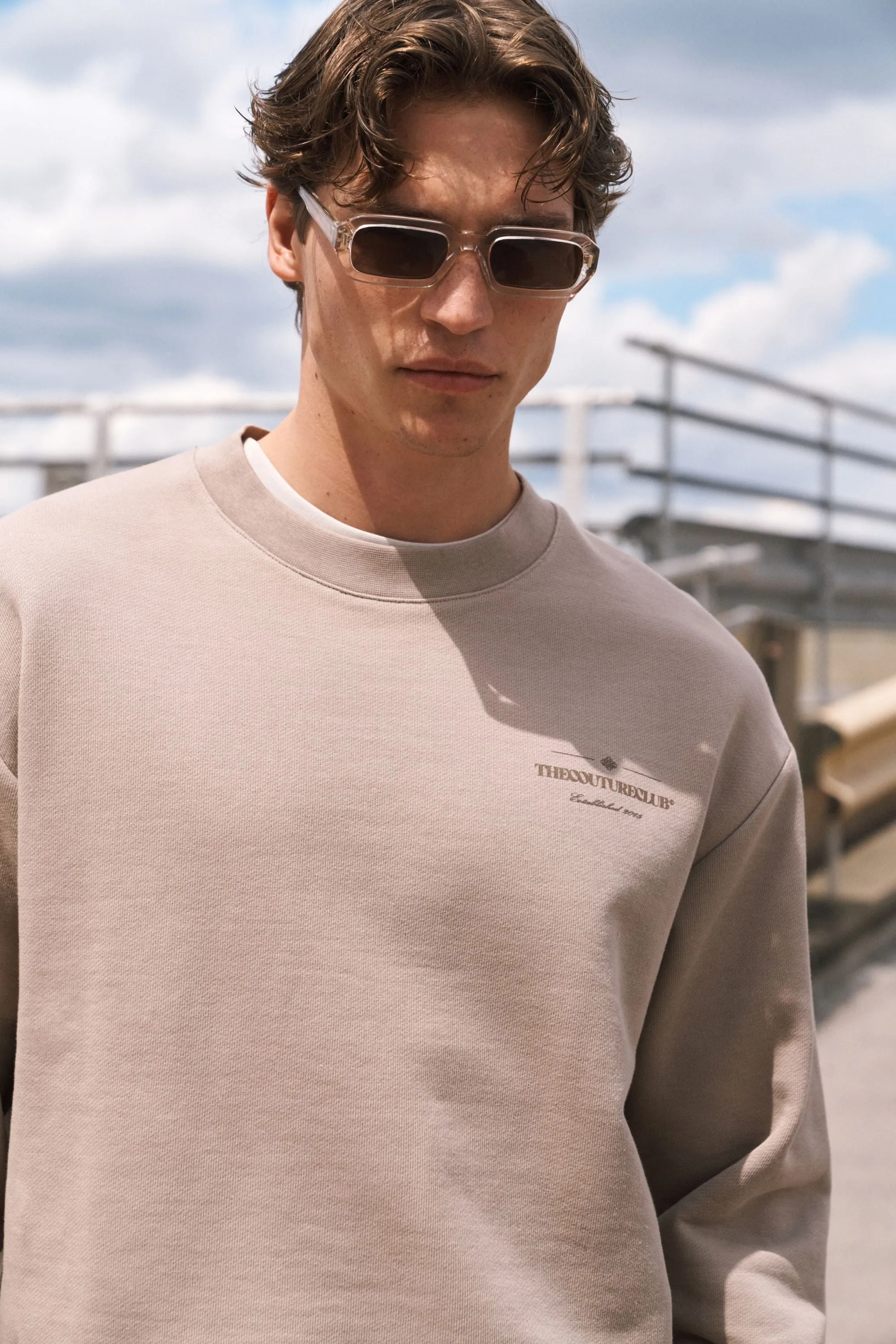 TONAL COPYRIGHT MULTI GRAPHIC CREW - BROWN sold by The Couture Club product image thumbnail 4