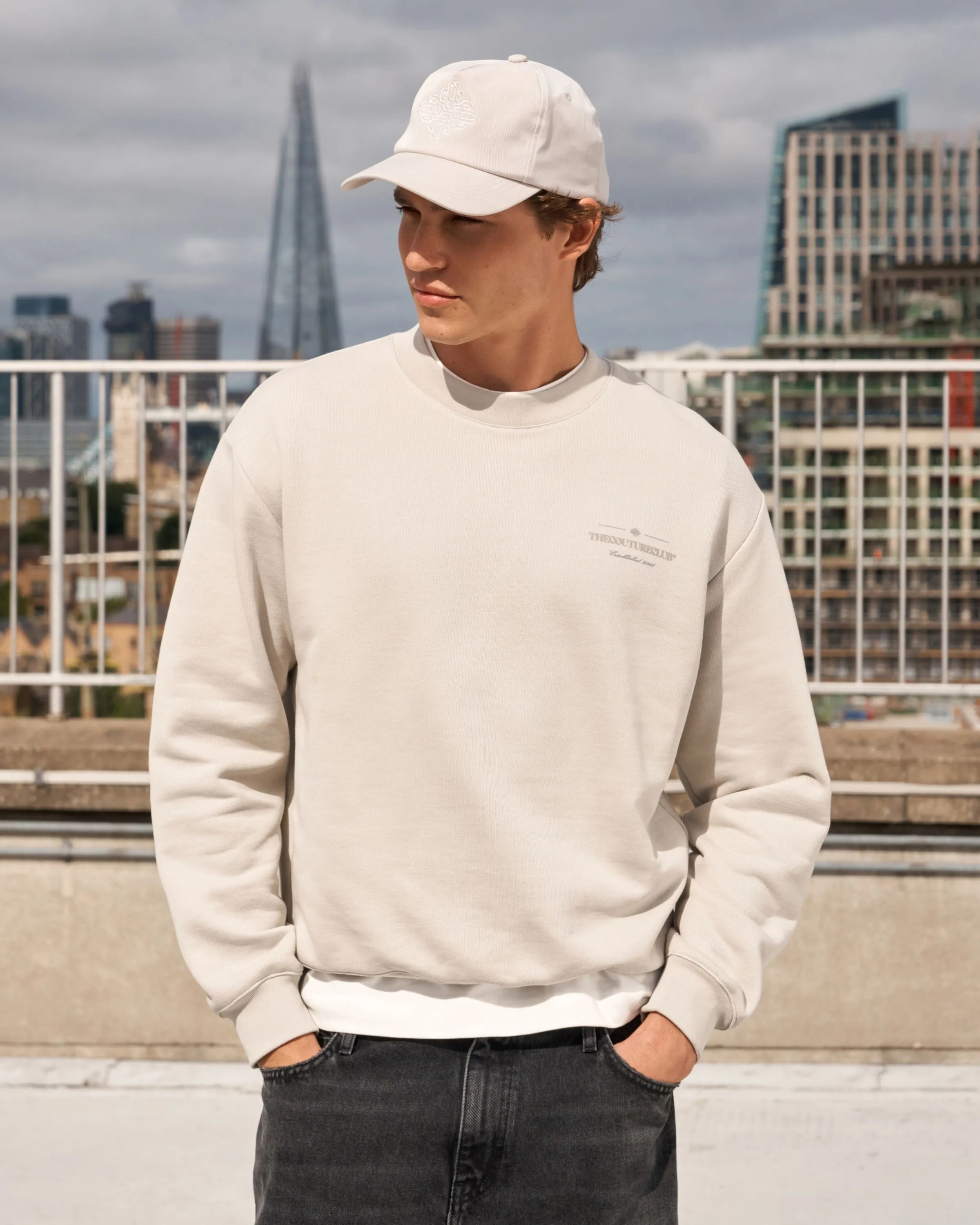 TONAL COPYRIGHT MULTI GRAPHIC CREW - STONE sold by The Couture Club product image thumbnail 2