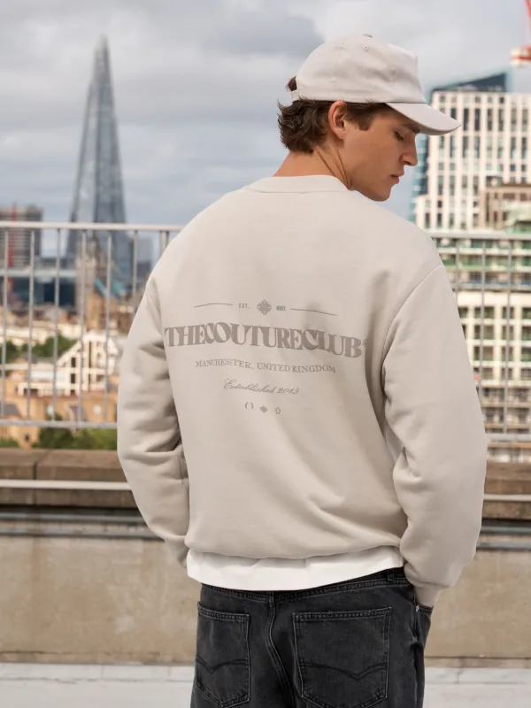 TONAL COPYRIGHT MULTI GRAPHIC CREW - STONE made by The Couture Club