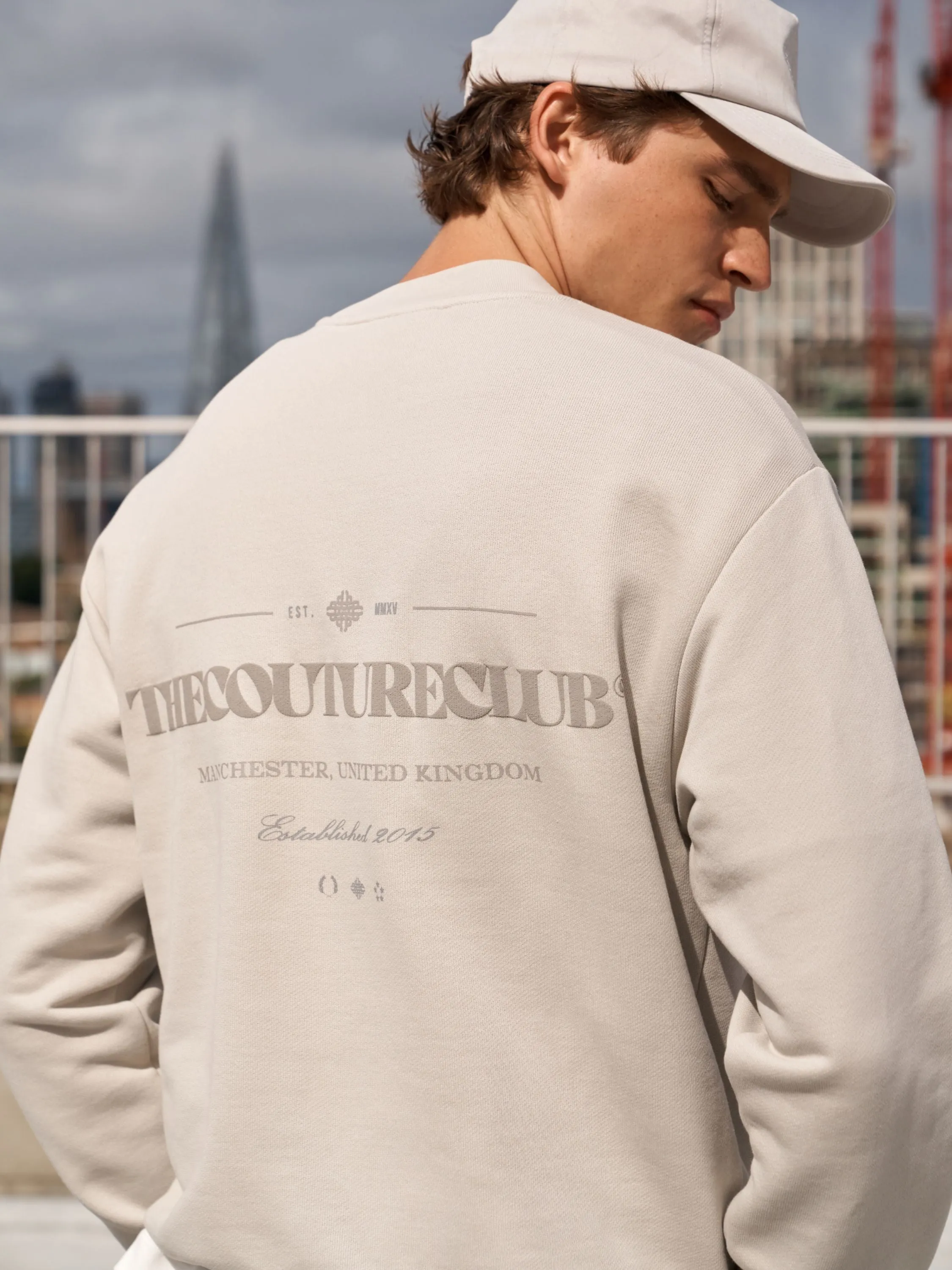 TONAL COPYRIGHT MULTI GRAPHIC CREW - STONE sold by The Couture Club product image thumbnail 4