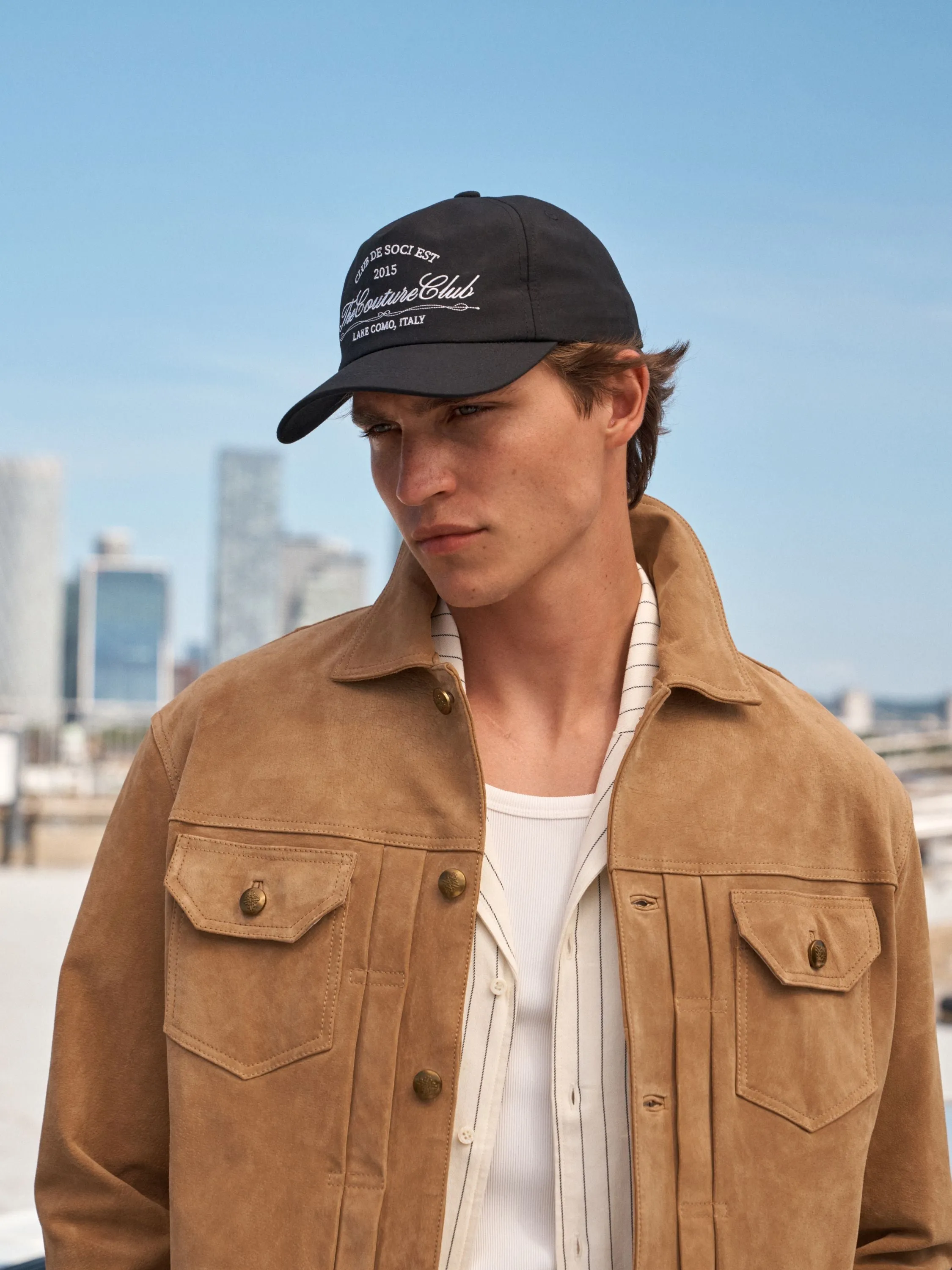 REAL SUEDE TRUCKER JACKET - TAN sold by The Couture Club product image thumbnail 3