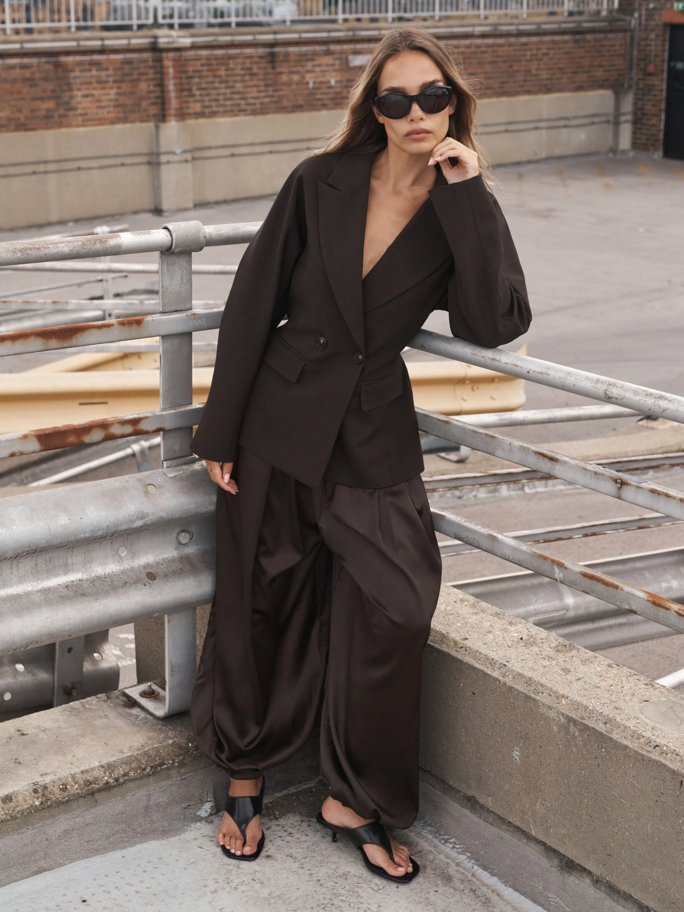 CINCHED WAIST BLAZER - CHOCOLATE sold by The Couture Club
