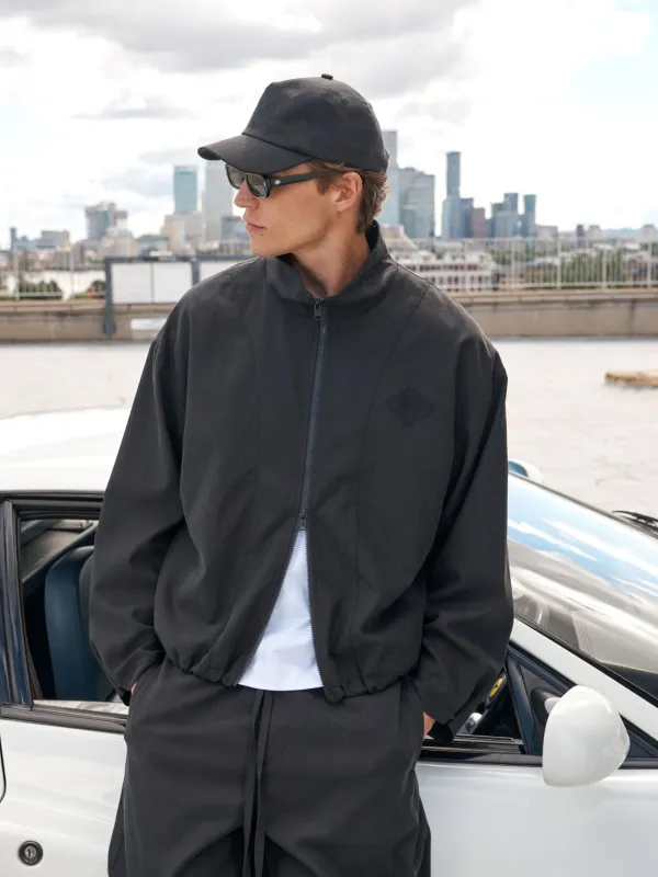 CUPRO FUNNEL NECK ZIP THROUGH - BLACK made by The Couture Club