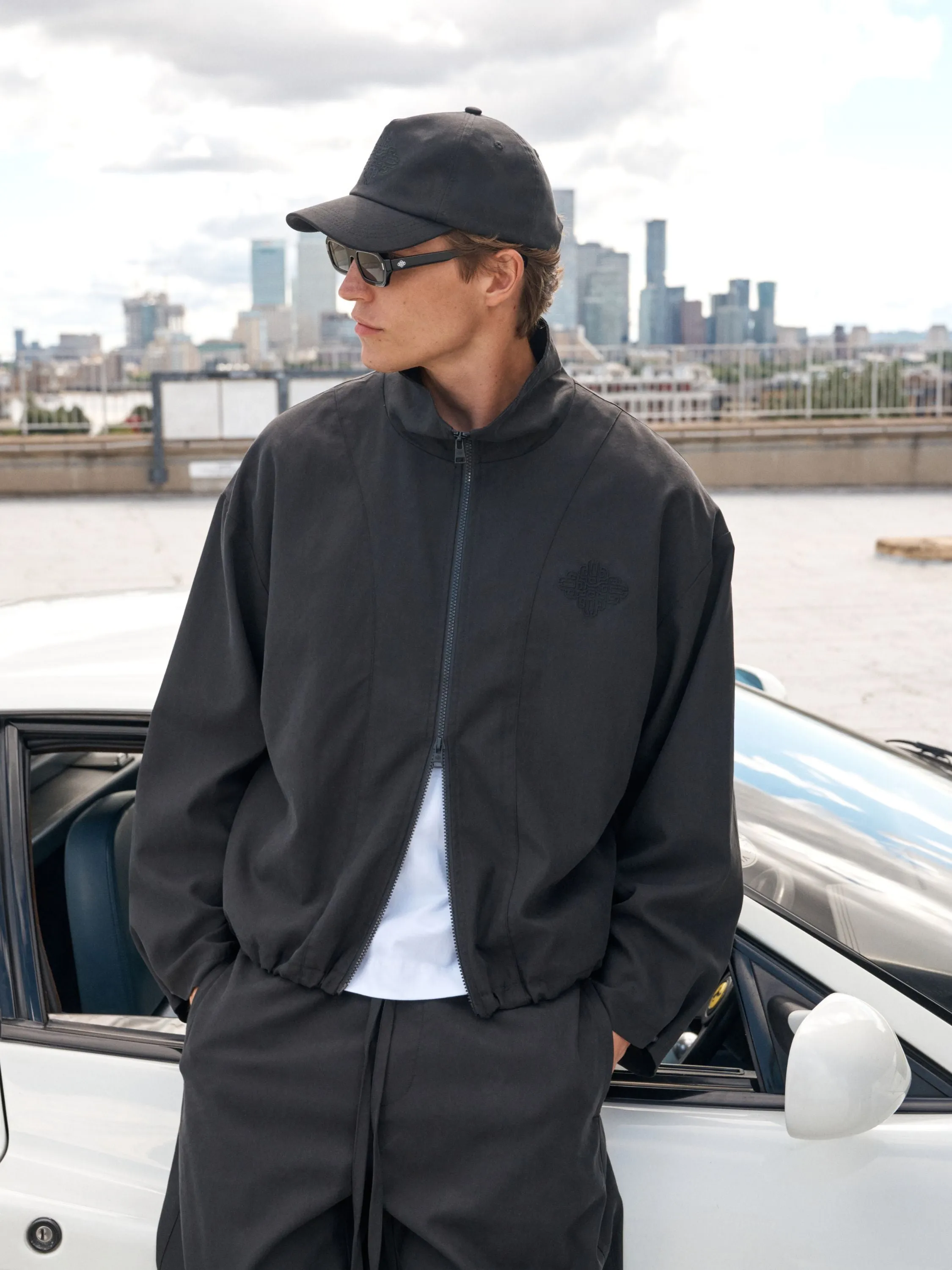 CUPRO FUNNEL NECK ZIP THROUGH - BLACK sold by The Couture Club